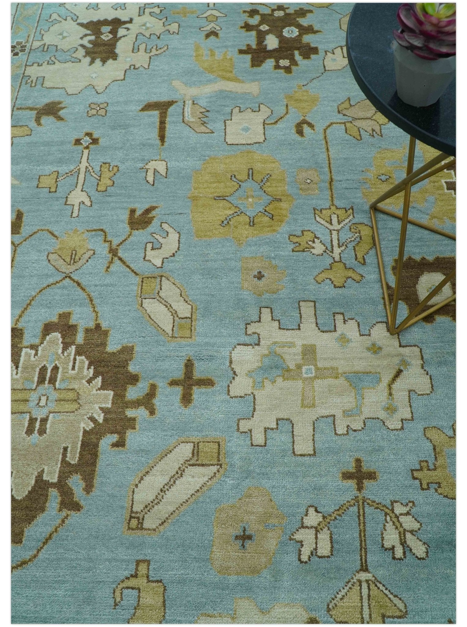 Custom Made Traditional Oushak Design Blue Hand Knotted Wool Area Rug - Image 3