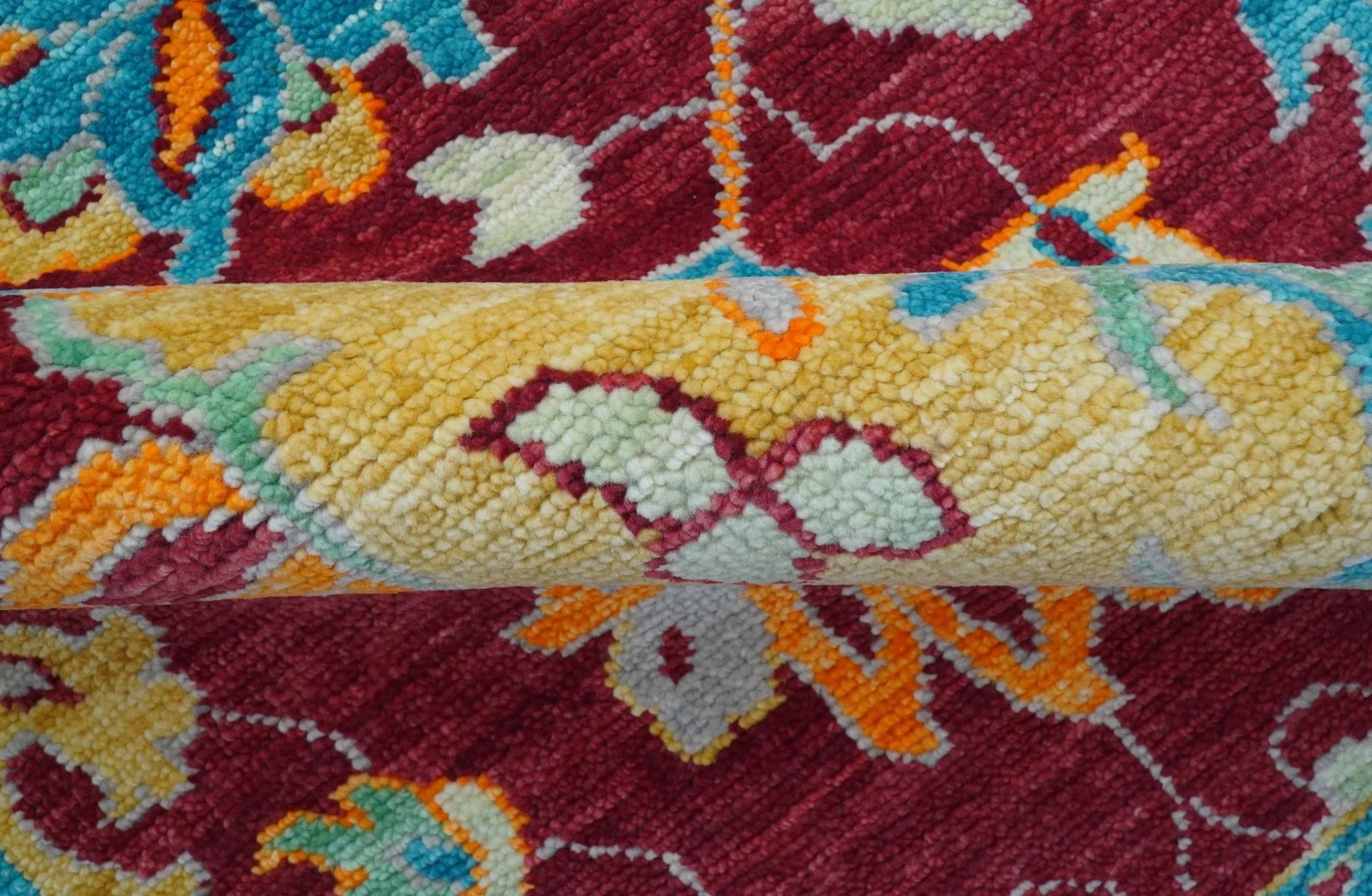Custom Made Traditional Oushak Design Maroon Hand Knotted Wool Area Rug - Image 11
