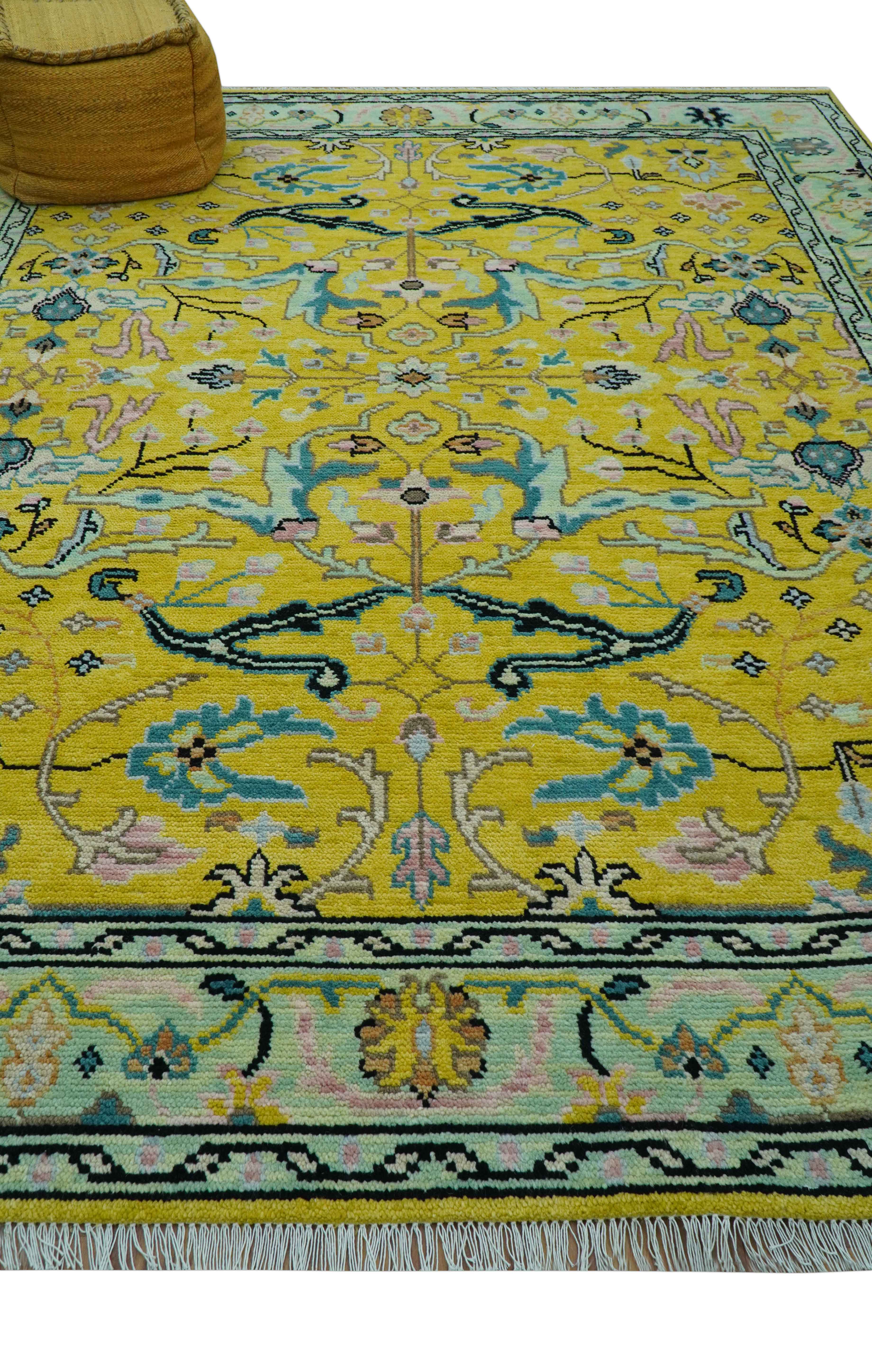 Custom Made Traditional Oushak Design mustard Hand Knotted Wool Area Rug - Image 11