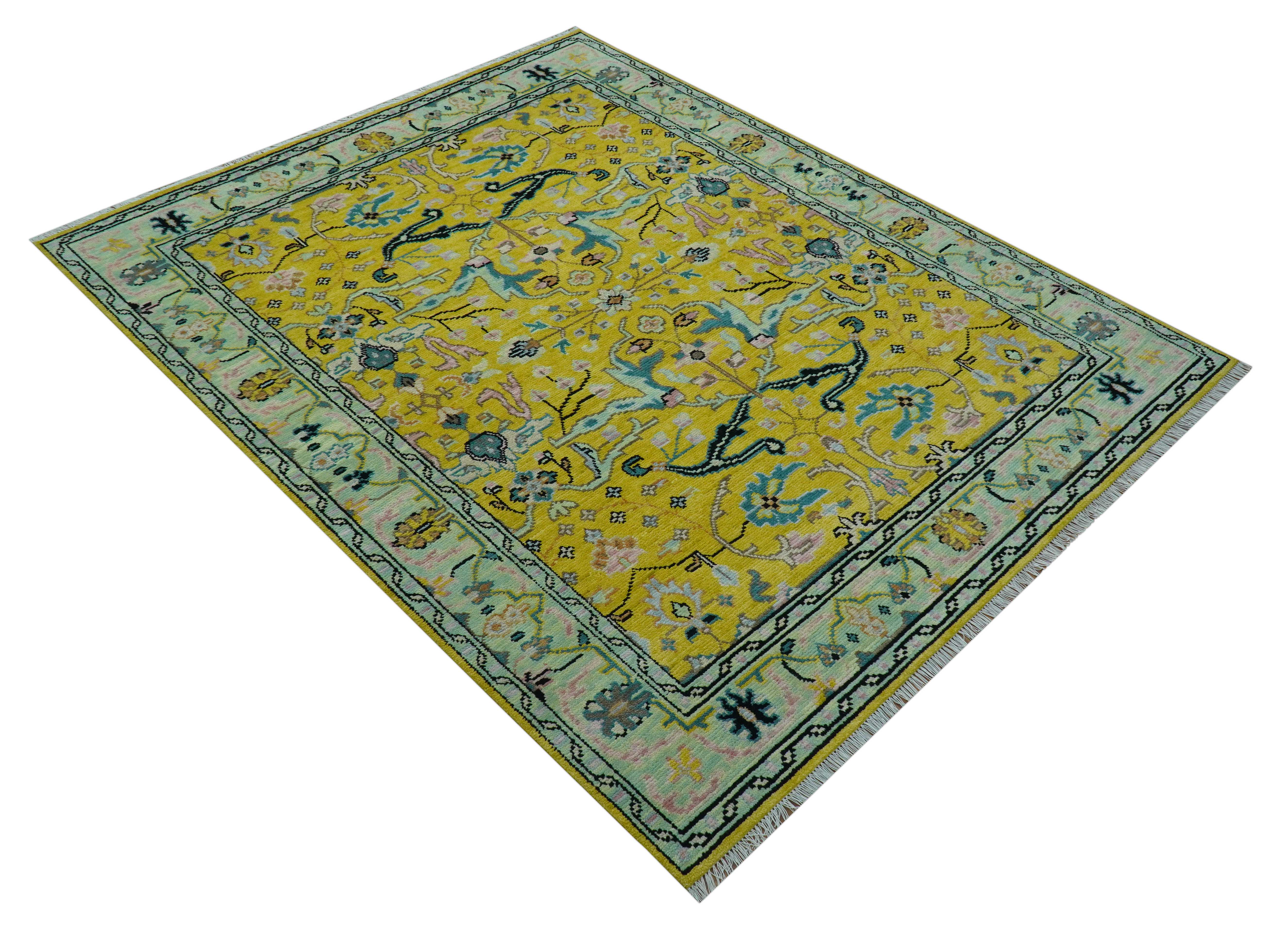 Custom Made Traditional Oushak Design mustard Hand Knotted Wool Area Rug - Image 3
