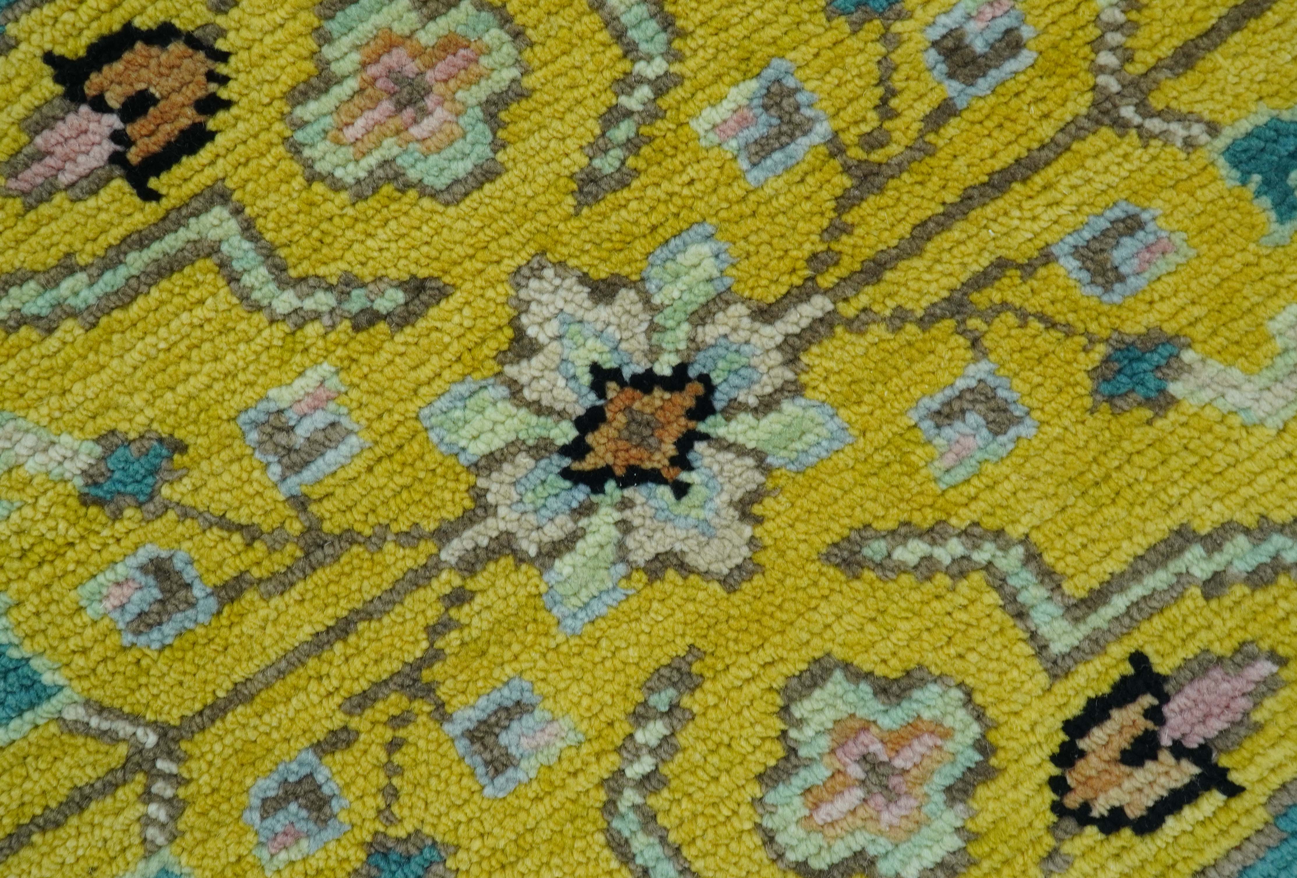 Custom Made Traditional Oushak Design mustard Hand Knotted Wool Area Rug - Image 5