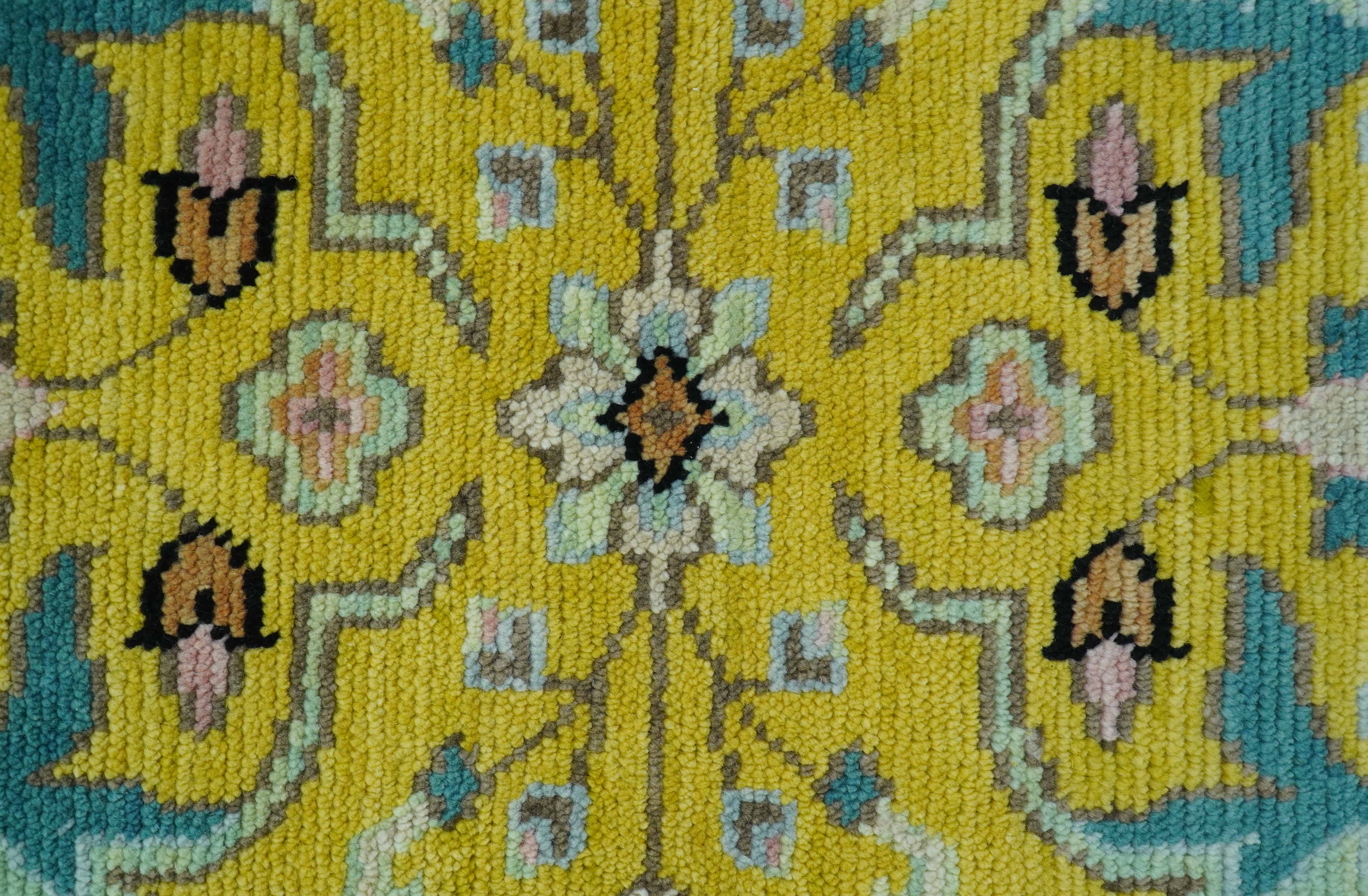 Custom Made Traditional Oushak Design mustard Hand Knotted Wool Area Rug - Image 6