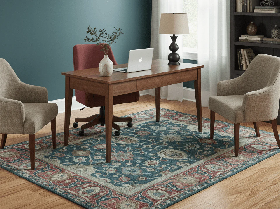Custom Made Traditional Oushak Design Teal Hand Tufted Wool Rug - Image 2