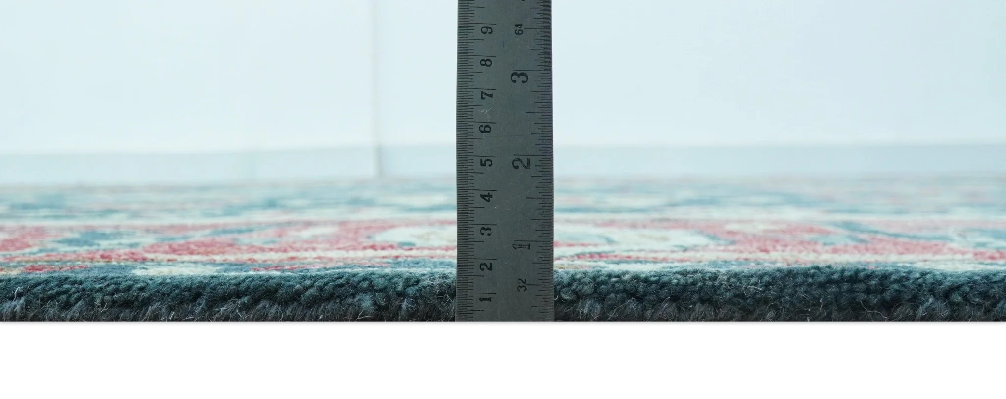 Custom Made Traditional Oushak Design Teal Hand Tufted Wool Rug - Image 8