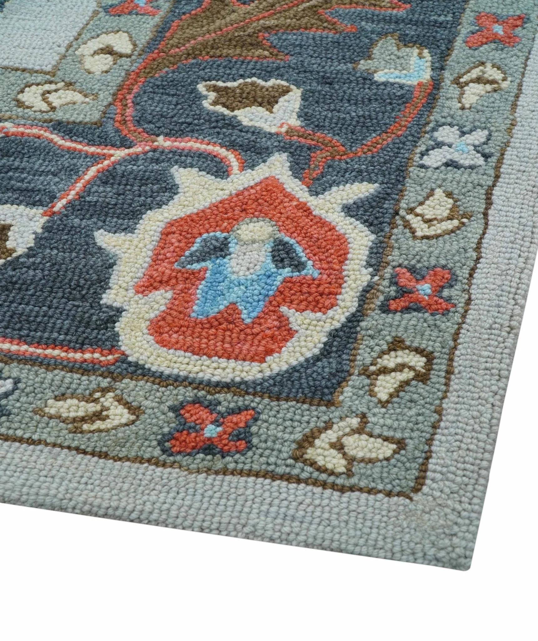 Custom Made Traditional Oushak Silver Hand Tufted Wool Area Rug - Image 6