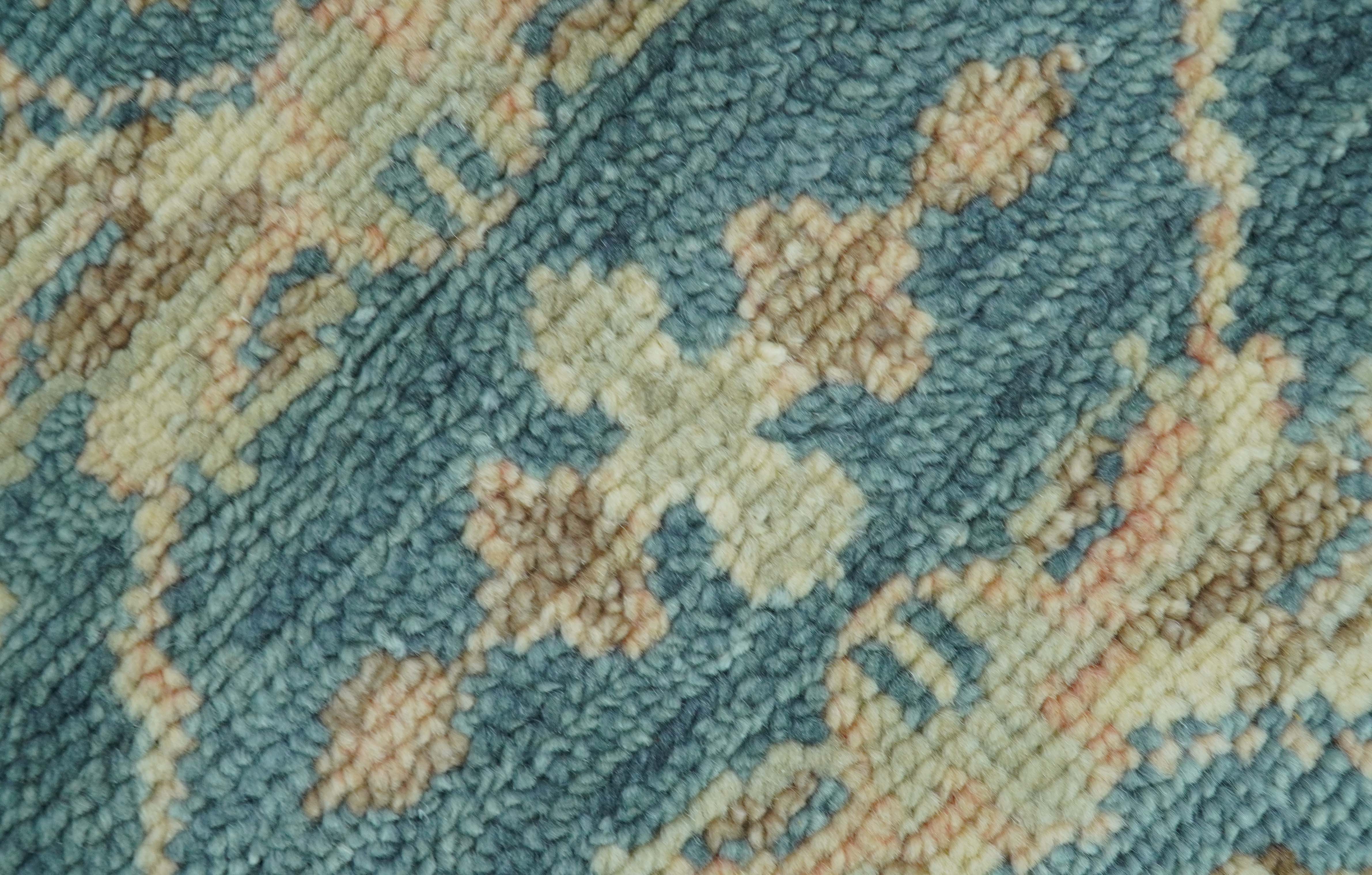 Custom Made Traditional Teal Oushak Hand Knotted Wool Rug - Image 8