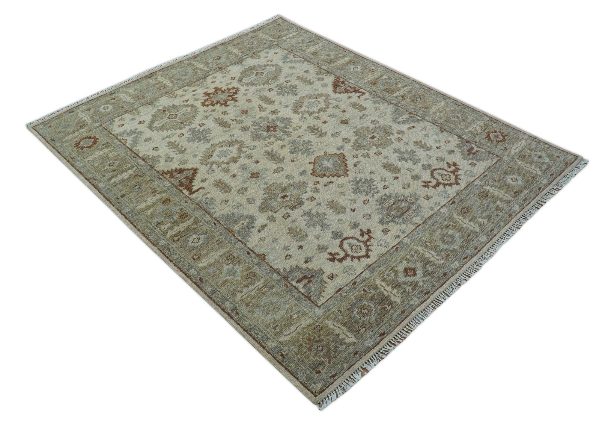 Custom Made Traditional Turkish Beige Hand knotted Wool Area Rug - Image 11