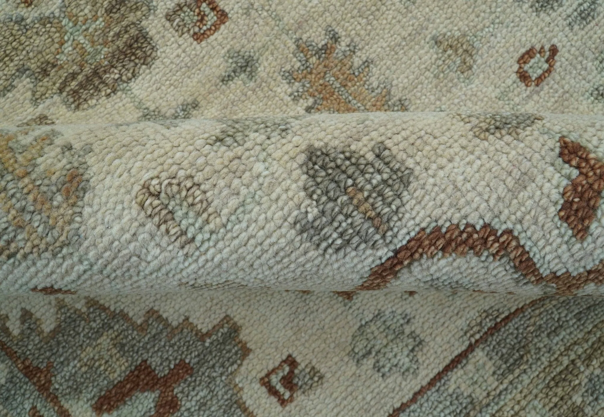 Custom Made Traditional Turkish Beige Hand knotted Wool Area Rug - Image 9