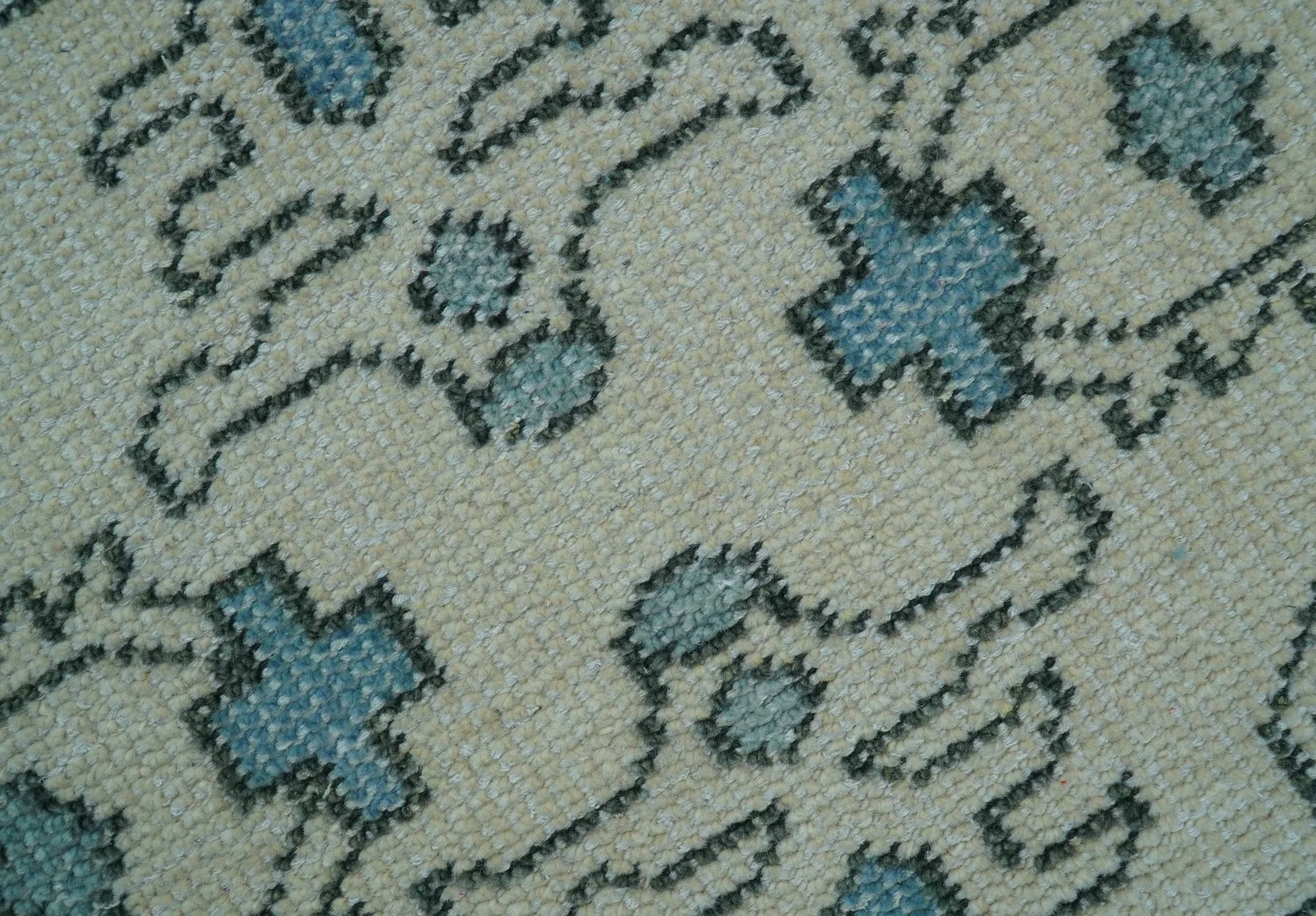 Custom Made Traditional Turkish Blue And Ivory Hand Knotted Wool Area Rug - Image 7