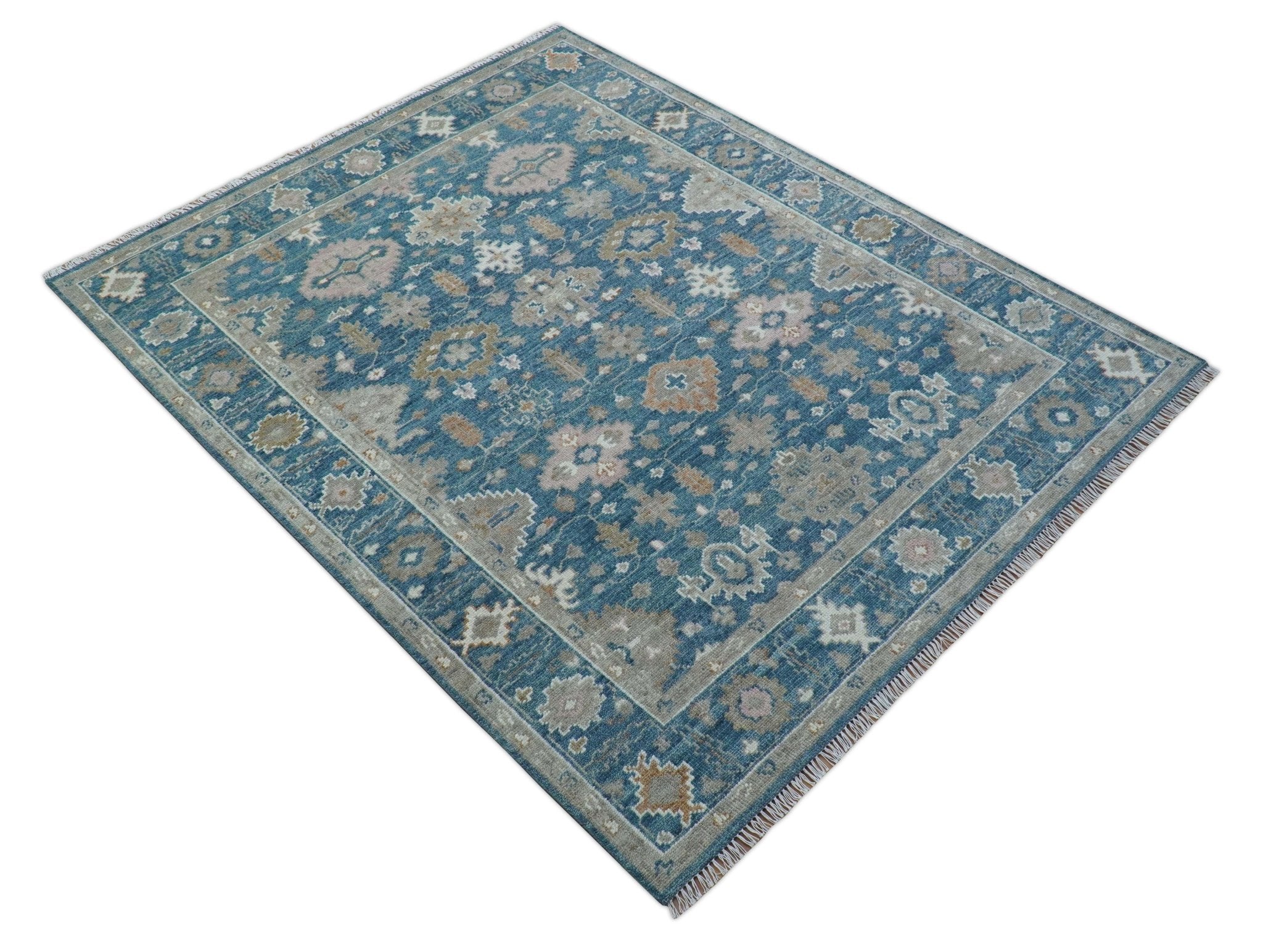 Custom Made Traditional Turkish Blue Hand knotted Wool Area Rug - Image 10