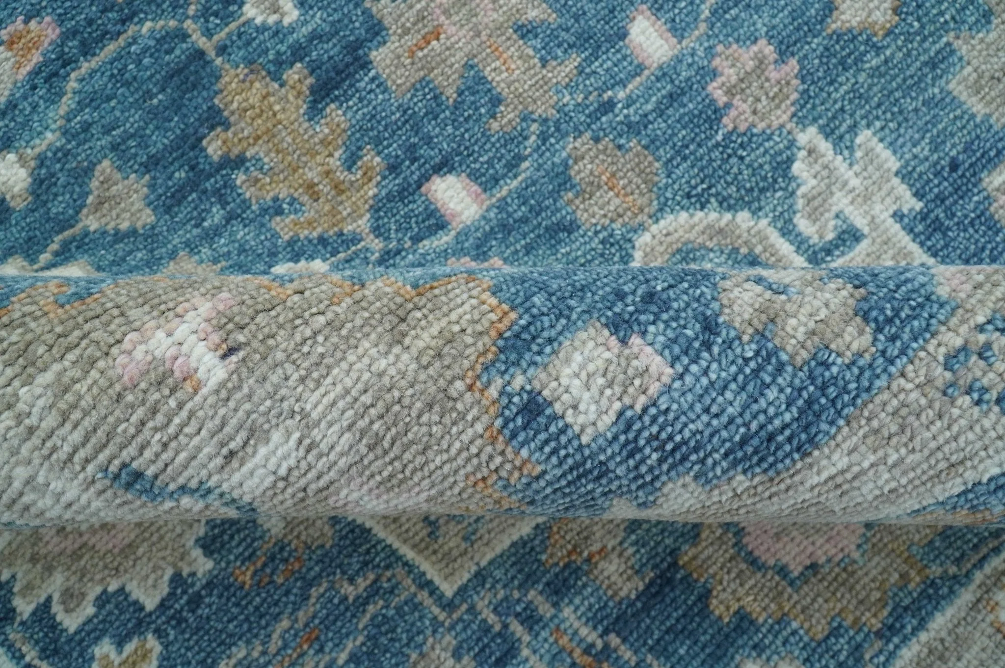 Custom Made Traditional Turkish Blue Hand knotted Wool Area Rug - Image 9