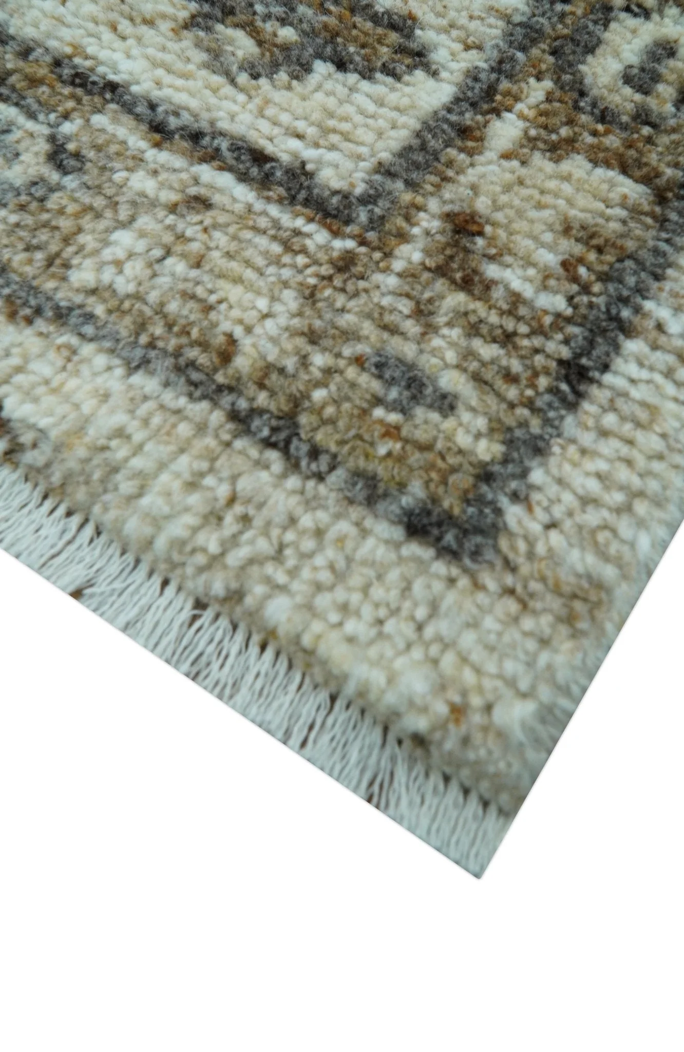 Custom Made Traditional Turkish Design Beige Hand Knotted Natural Wool Area Rug - Image 6