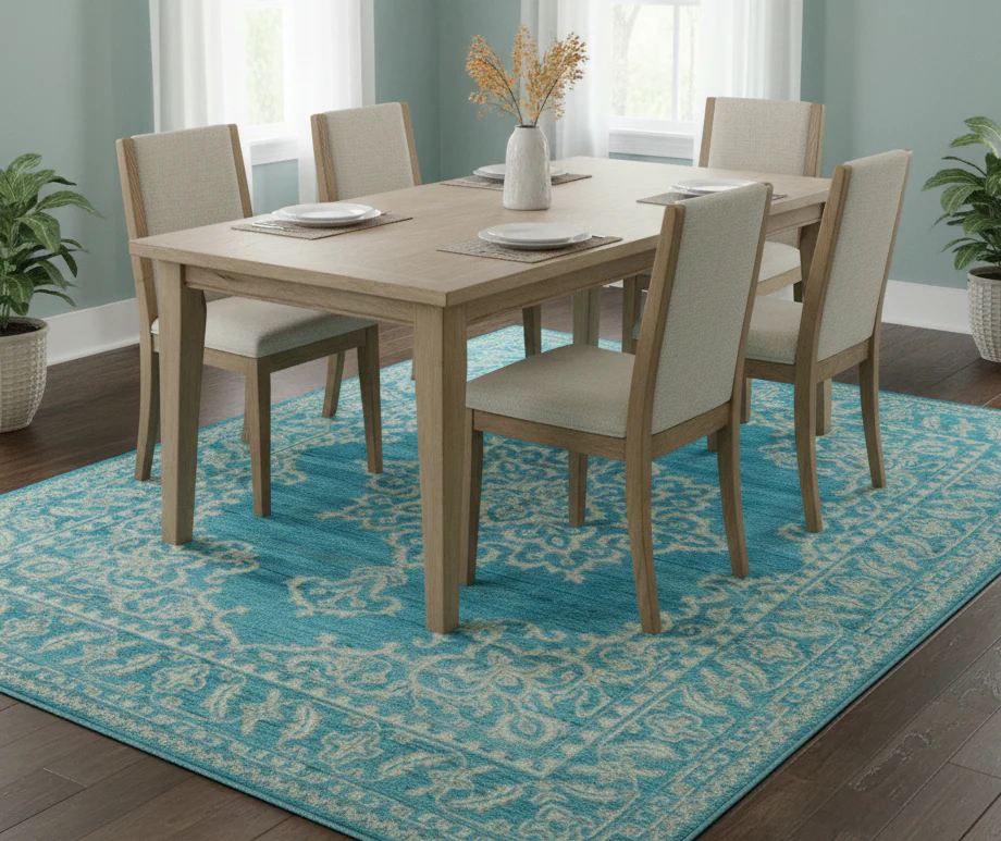 Custom Made Traditional Turkish Design Blue Hand Knotted Wool Area Rug - Image 2