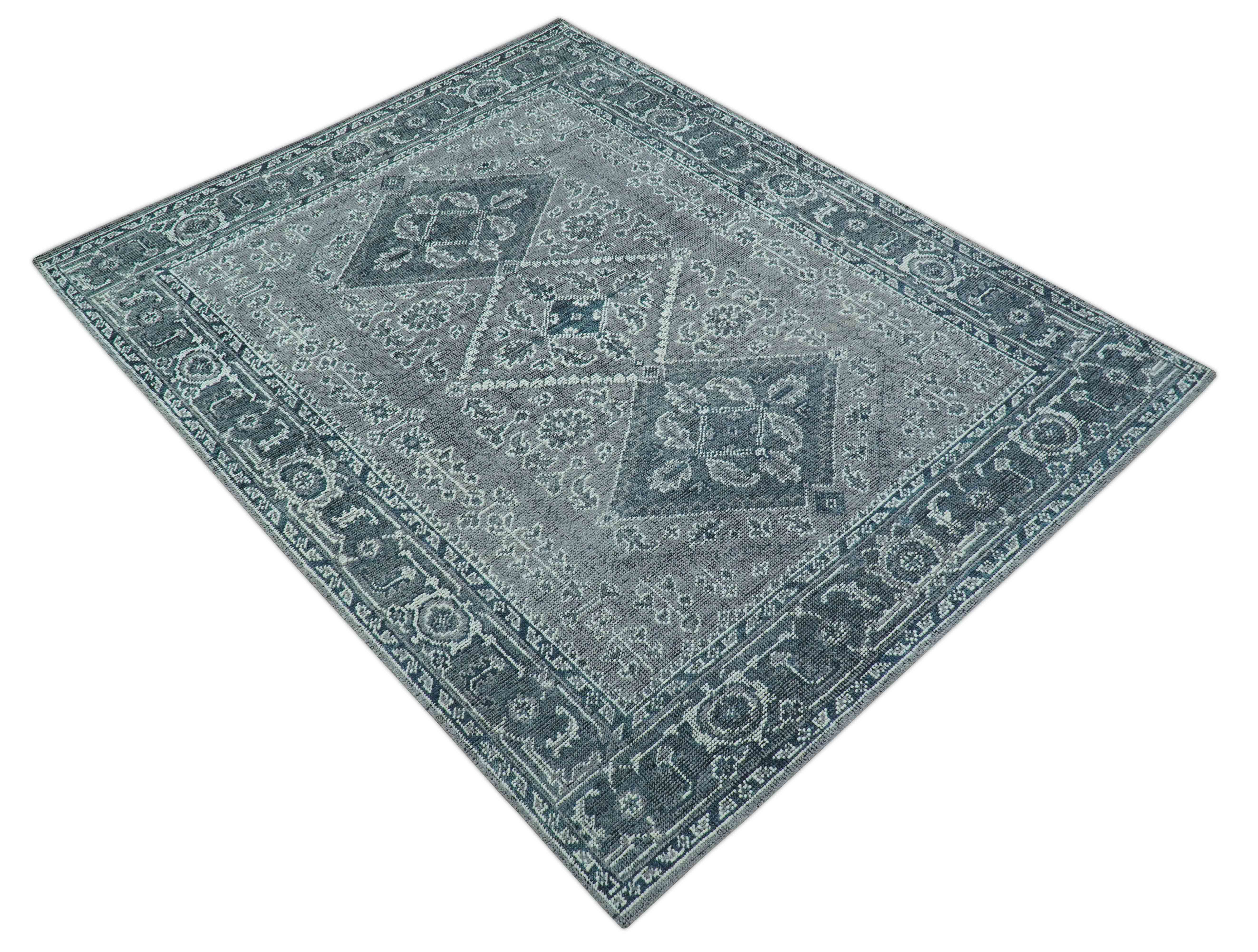 Custom Made Traditional Turkish Design Gray Hand Knotted Wool Area Rug - Image 10