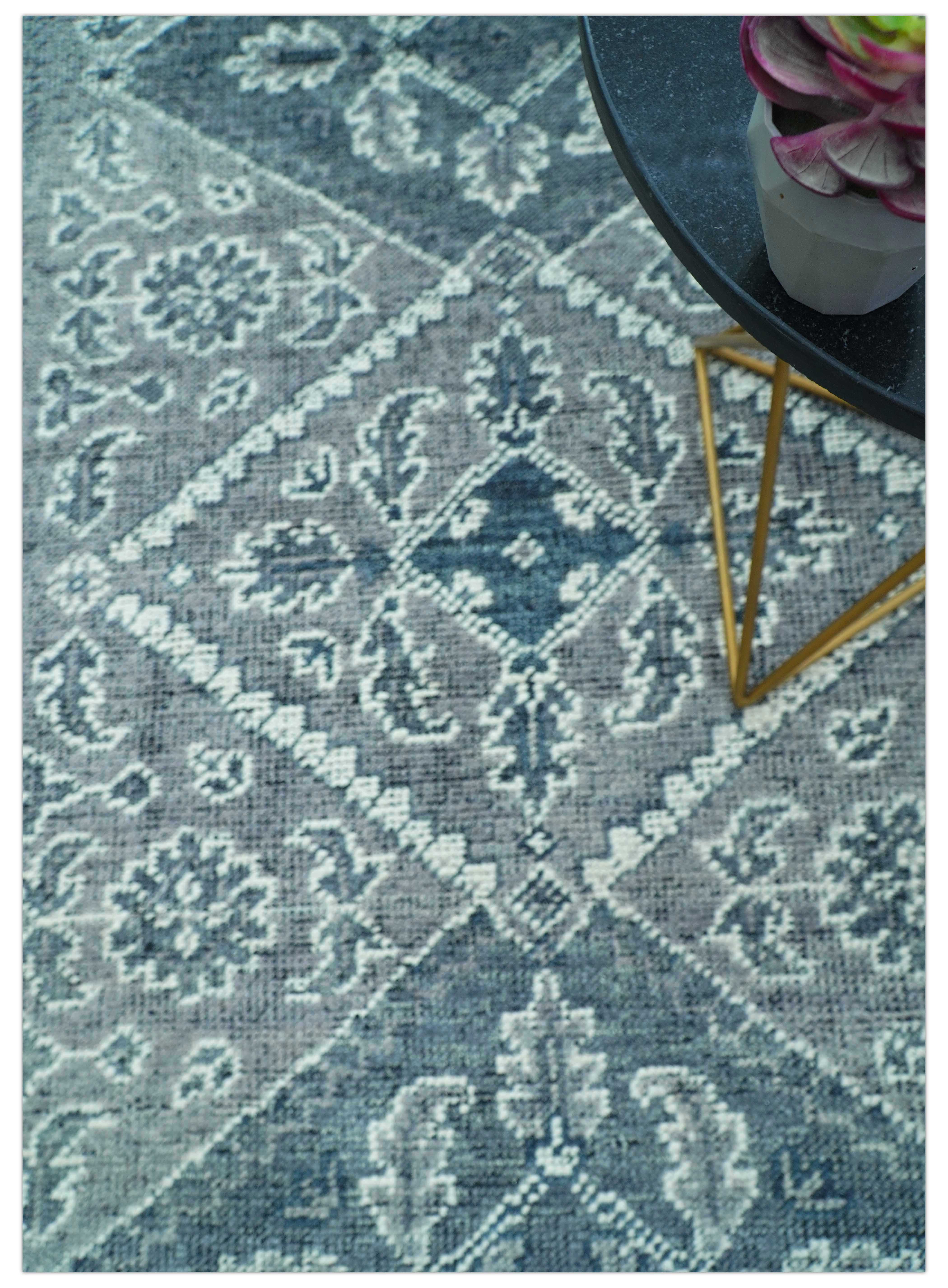 Custom Made Traditional Turkish Design Gray Hand Knotted Wool Area Rug - Image 3