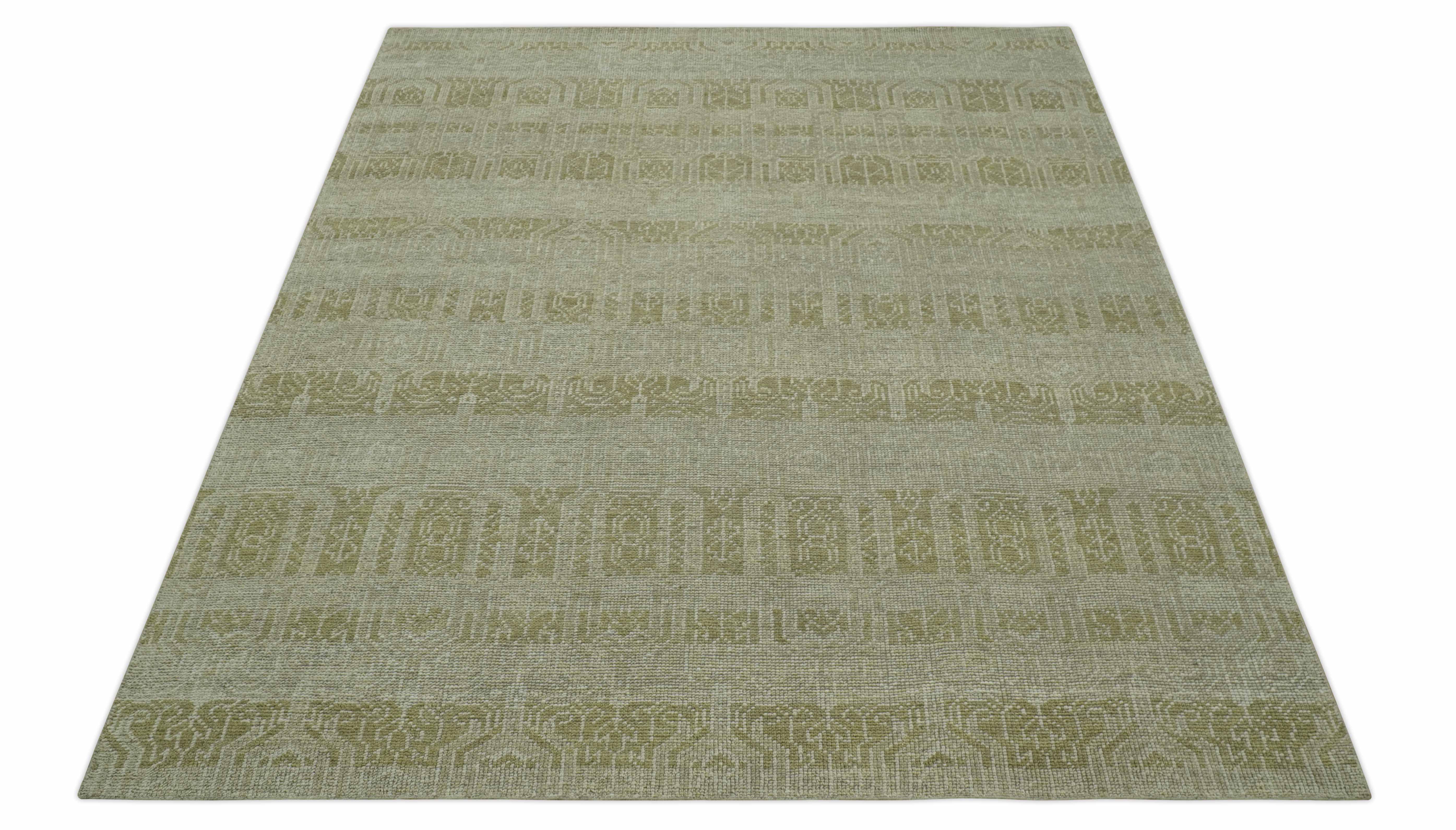 Custom Made Transitional Design Beige Hand Knotted Wool Area Rug - Image 10