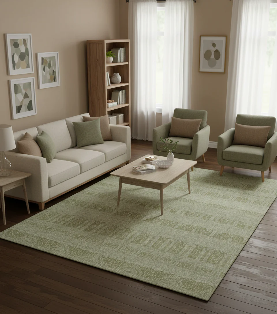 Custom Made Transitional Design Beige Hand Knotted Wool Area Rug - Image 2