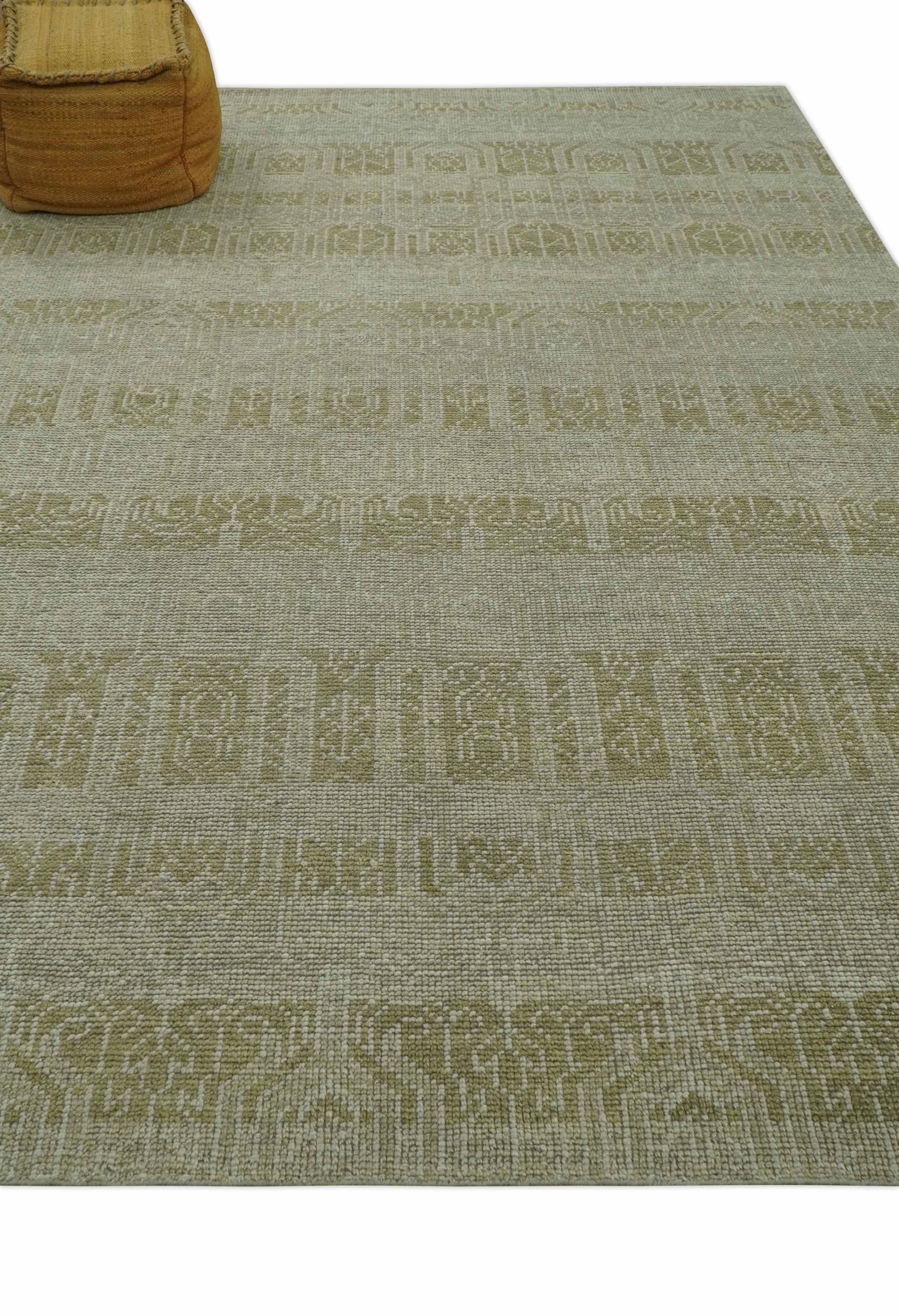 Custom Made Transitional Design Beige Hand Knotted Wool Area Rug - Image 4