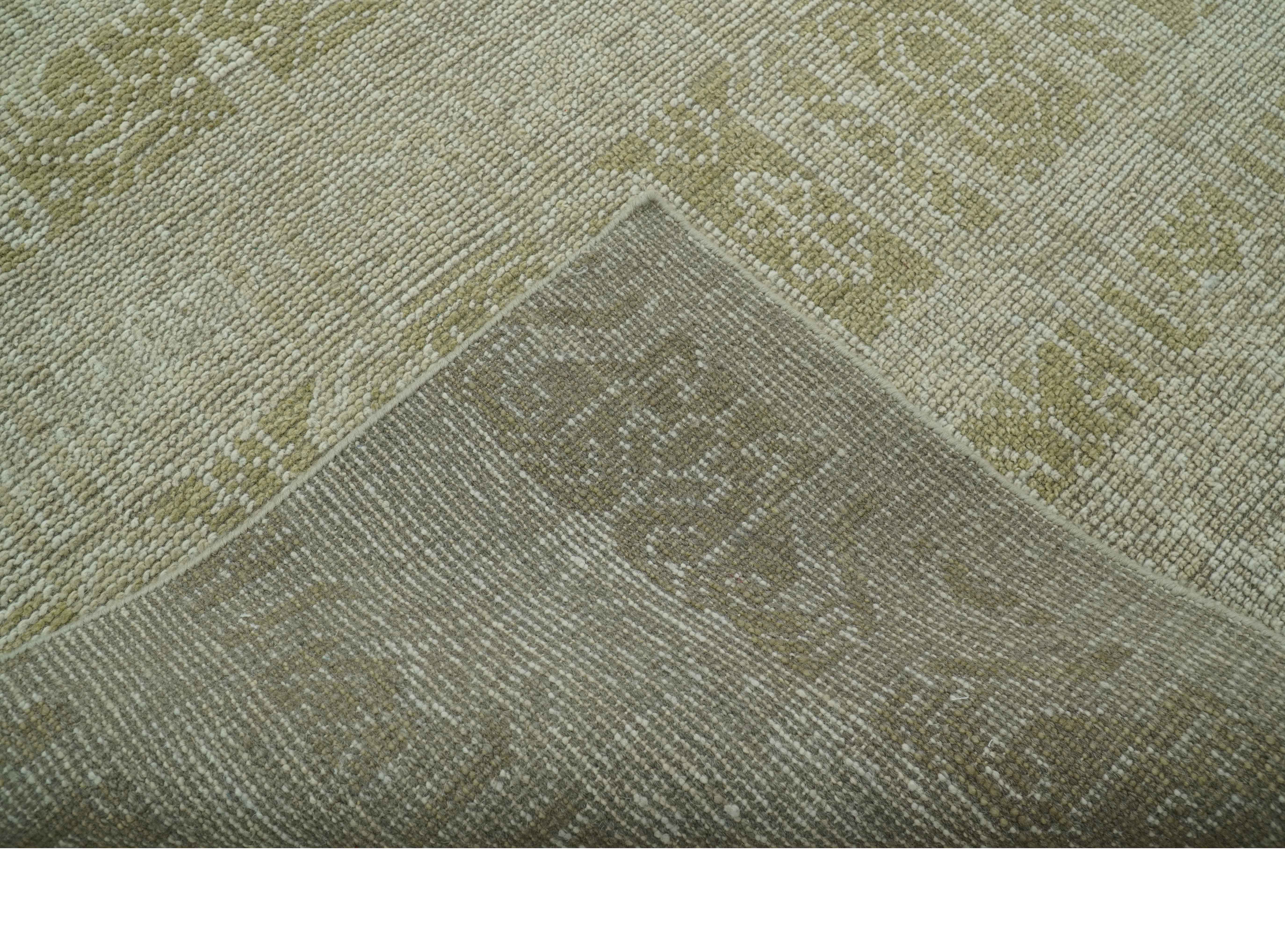 Custom Made Transitional Design Beige Hand Knotted Wool Area Rug - Image 5