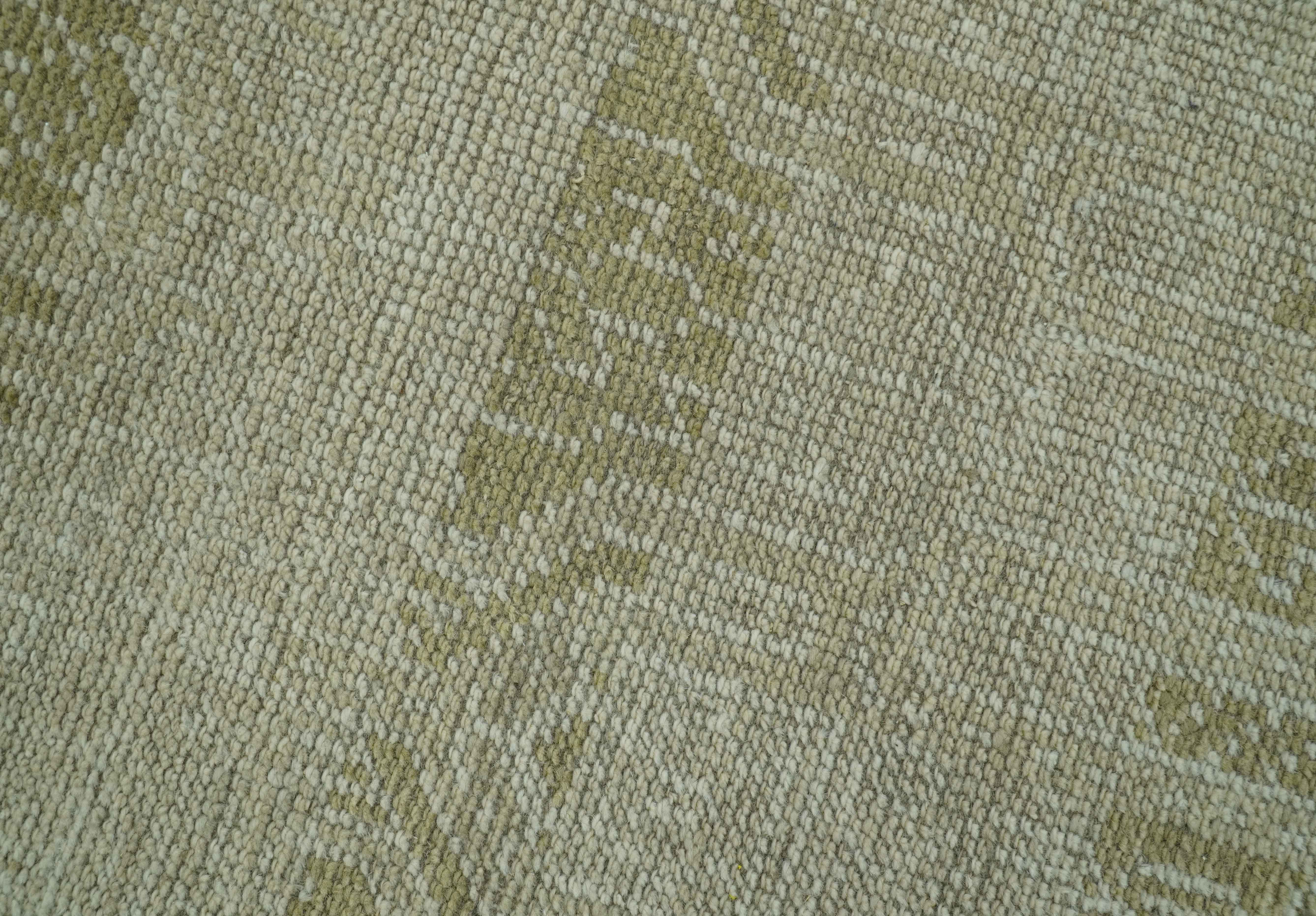 Custom Made Transitional Design Beige Hand Knotted Wool Area Rug - Image 8