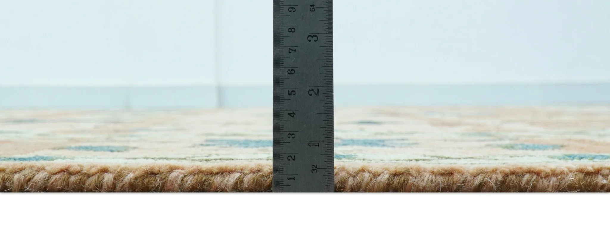 Custom Made Transitional Peach and Blue Hand Tufted Wool Area Rug - Image 8