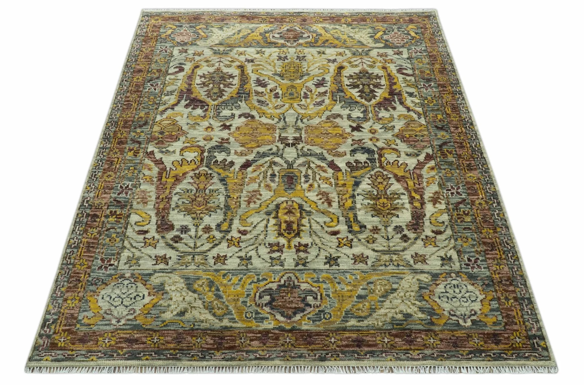 Custom Made Transitional Silver, Gold and Gray Hand Knotted Wool Rug - Image 10
