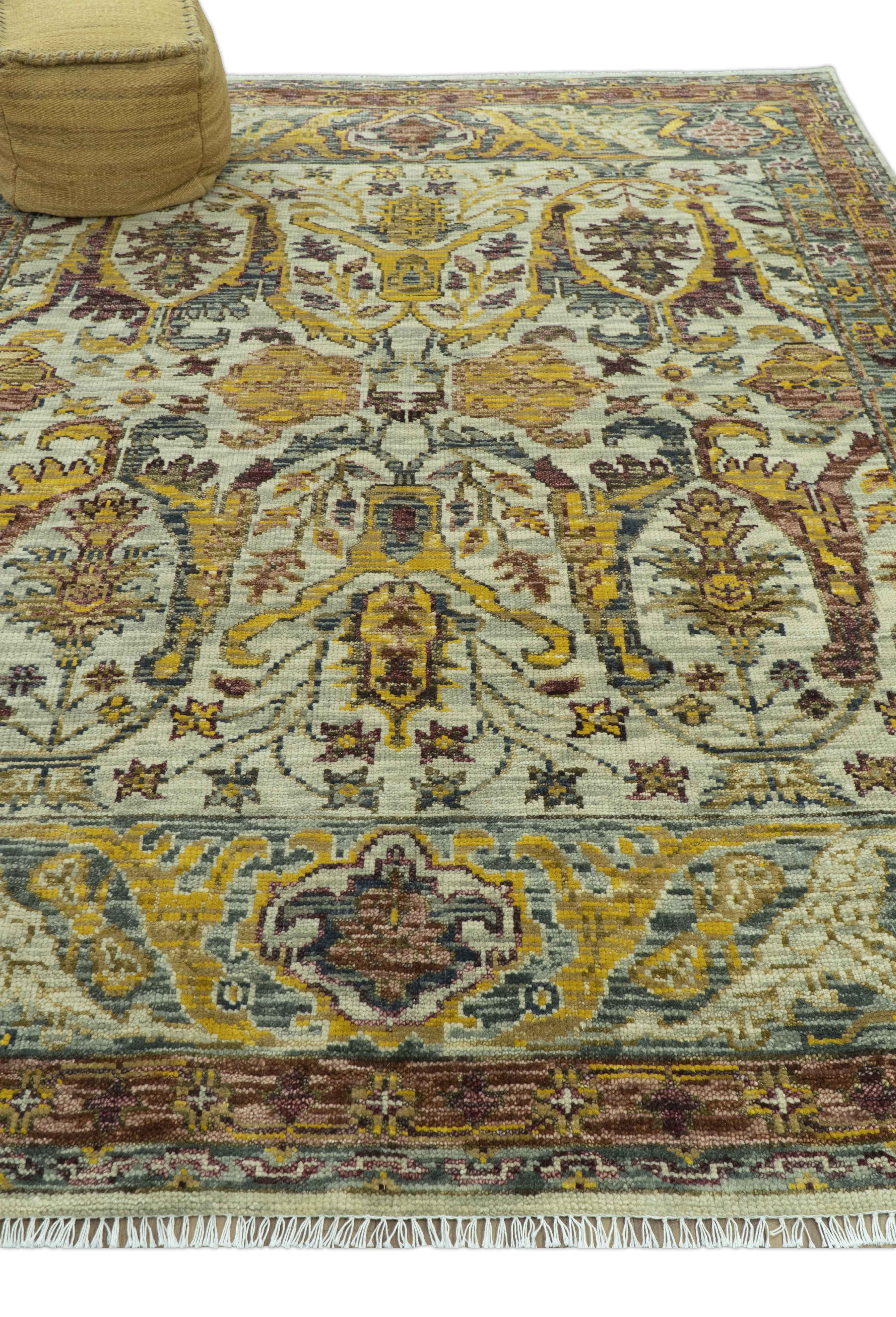 Custom Made Transitional Silver, Gold and Gray Hand Knotted Wool Rug - Image 4