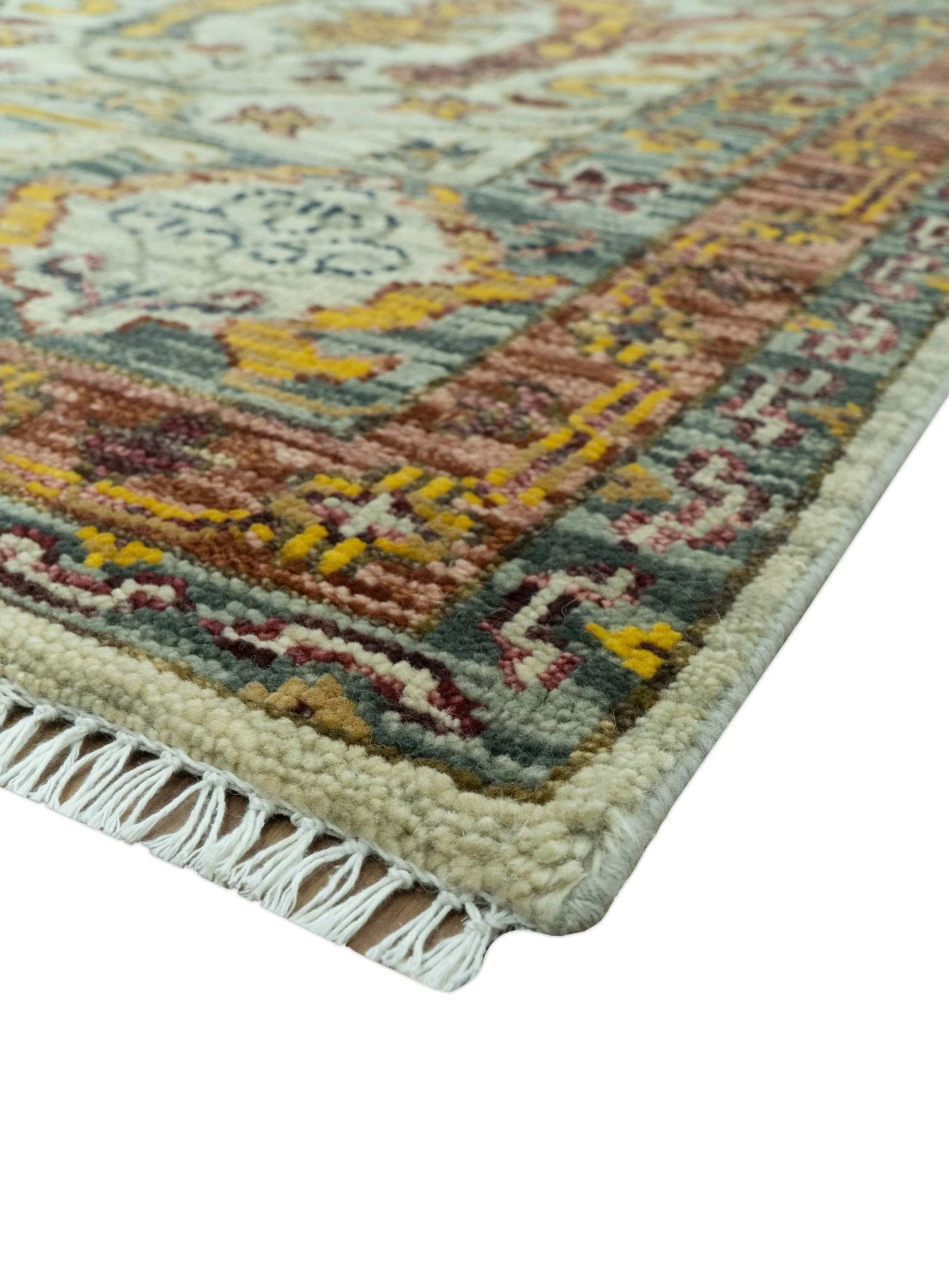 Custom Made Transitional Silver, Gold and Gray Hand Knotted Wool Rug - Image 5