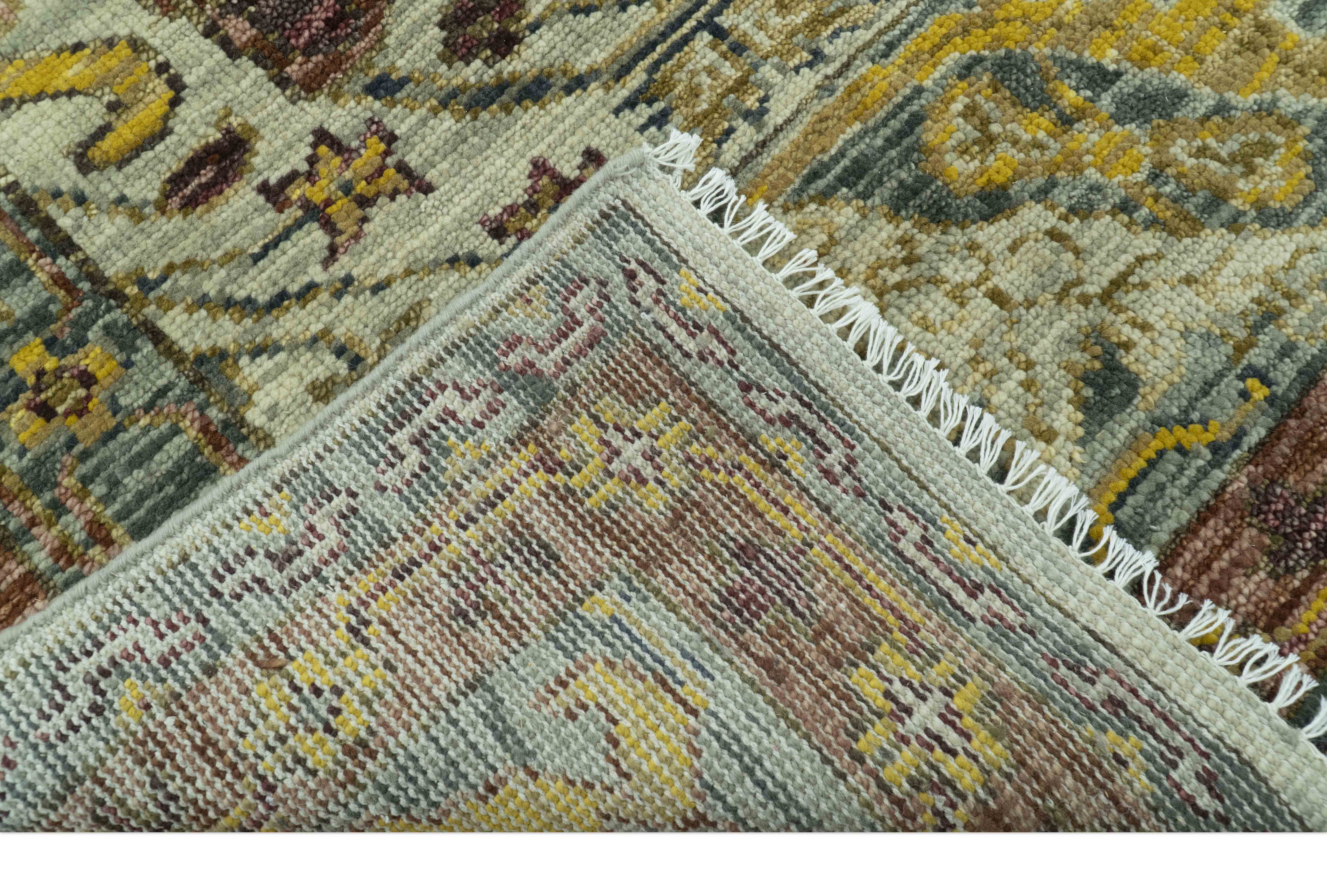 Custom Made Transitional Silver, Gold and Gray Hand Knotted Wool Rug - Image 6