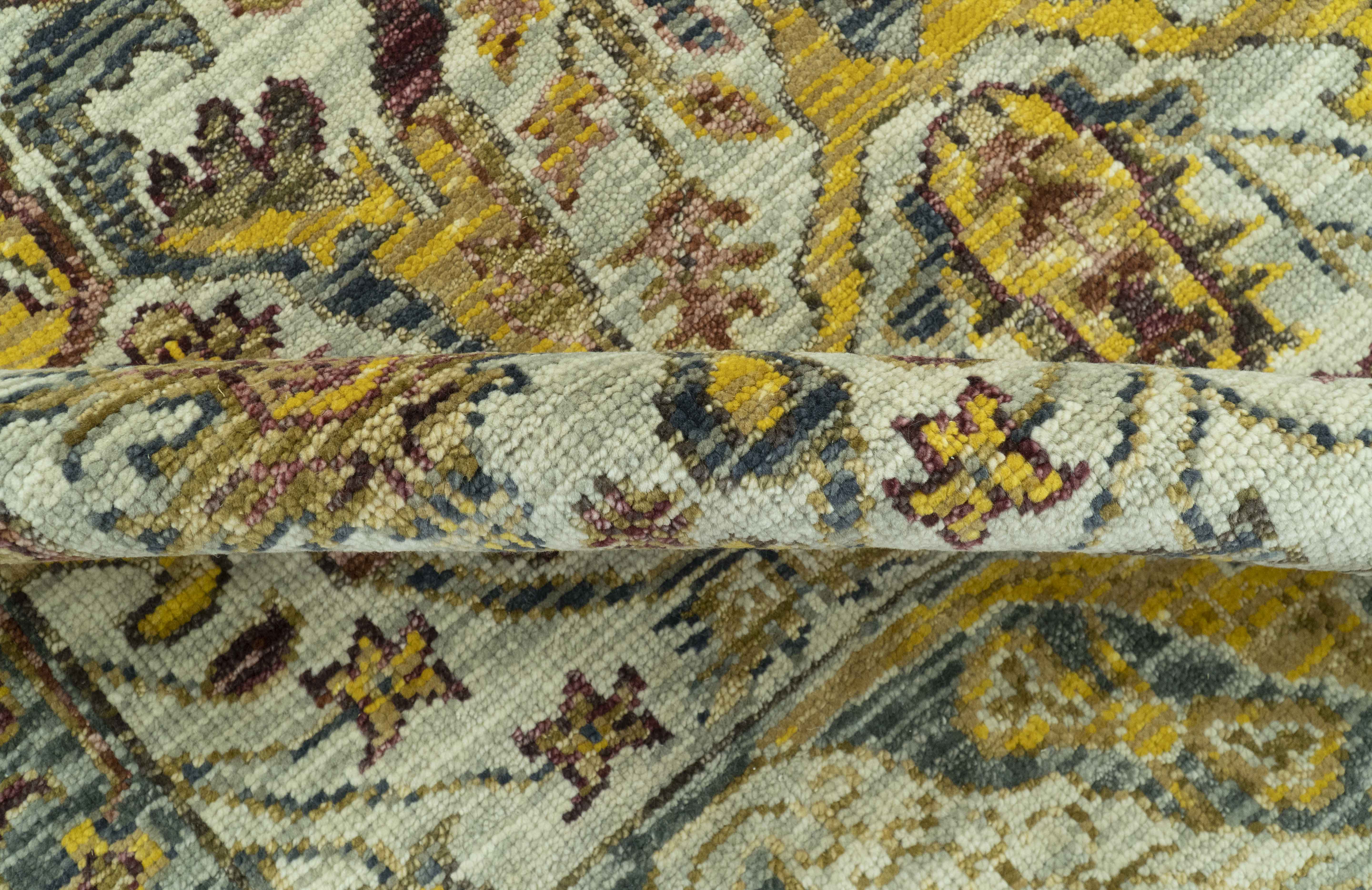Custom Made Transitional Silver, Gold and Gray Hand Knotted Wool Rug - Image 9