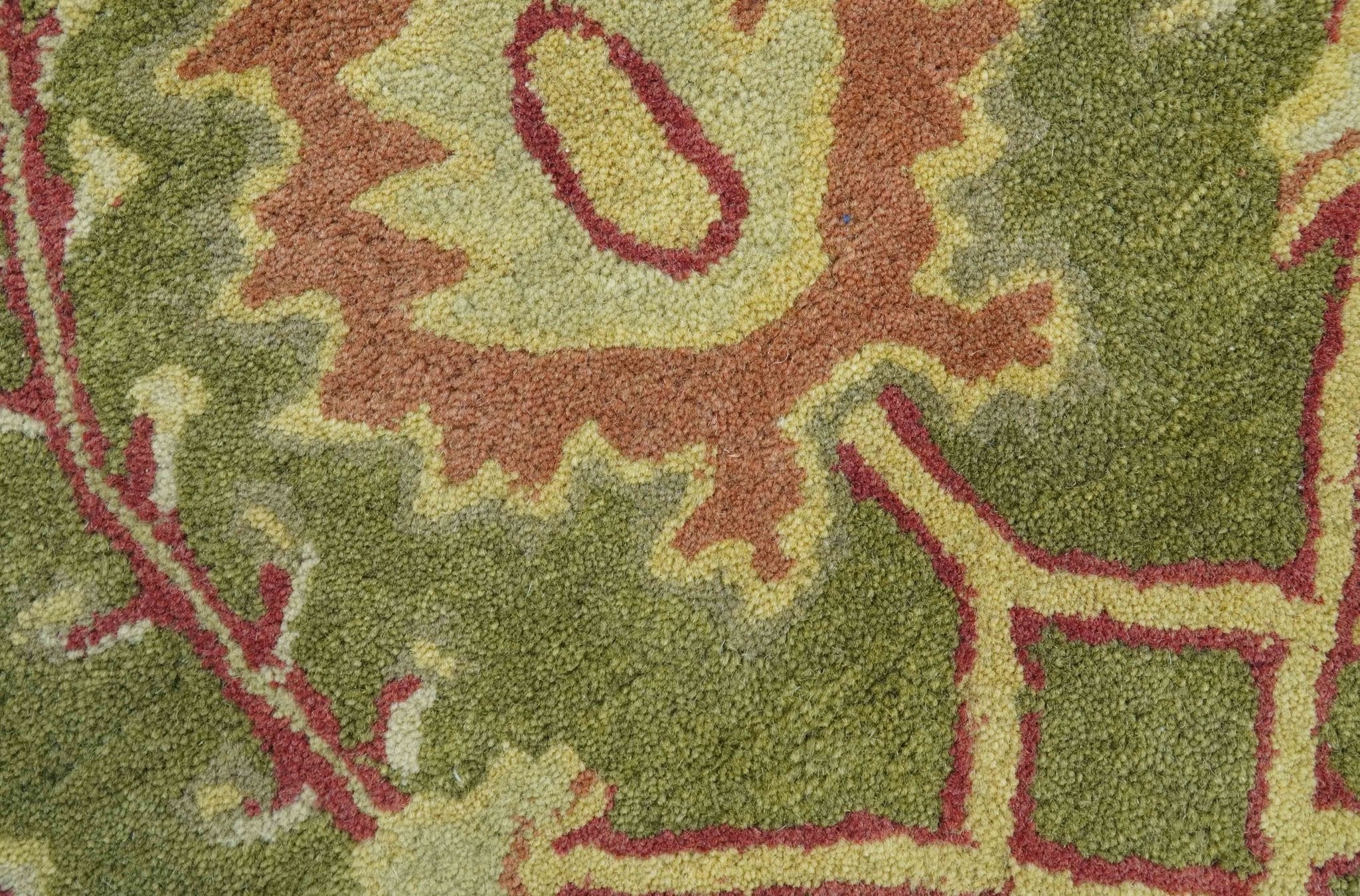 Custom Made Tree of life Green And Red Traditional Design Hand Tufted Wool Rug - Image 4