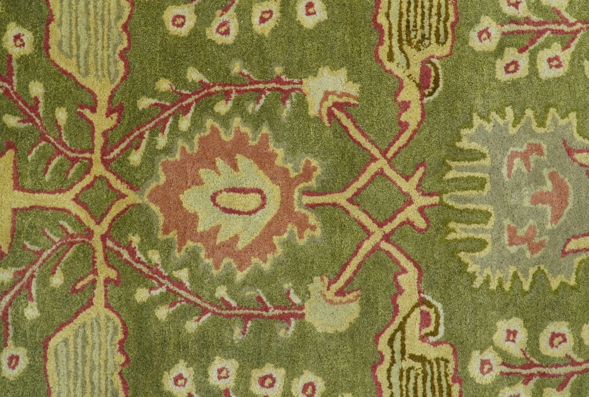 Custom Made Tree of life Green And Red Traditional Design Hand Tufted Wool Rug - Image 5