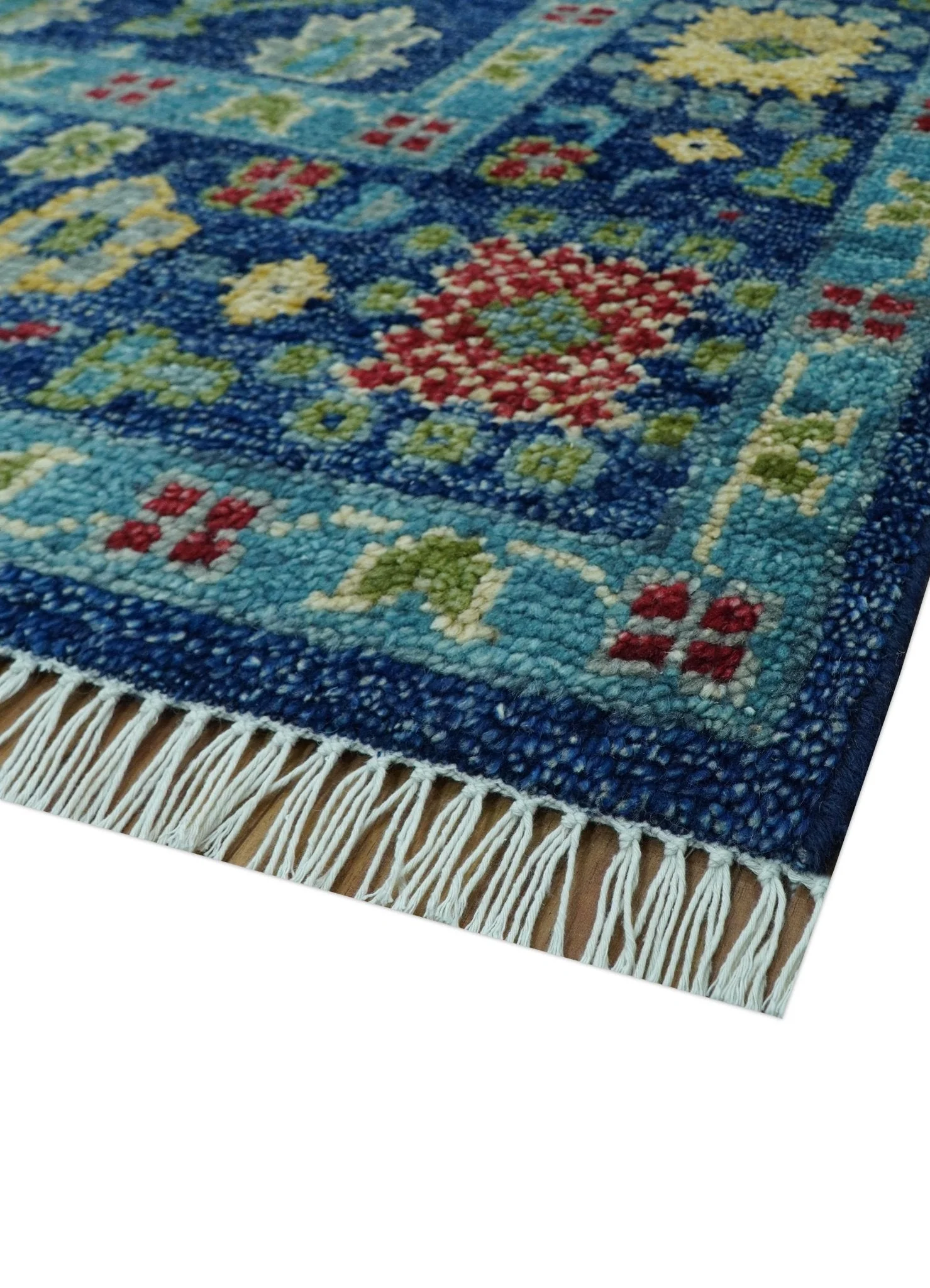 Custom Made Tree of Life Hand Knotted Blue And Beige Traditional Wool area Rug - Image 8