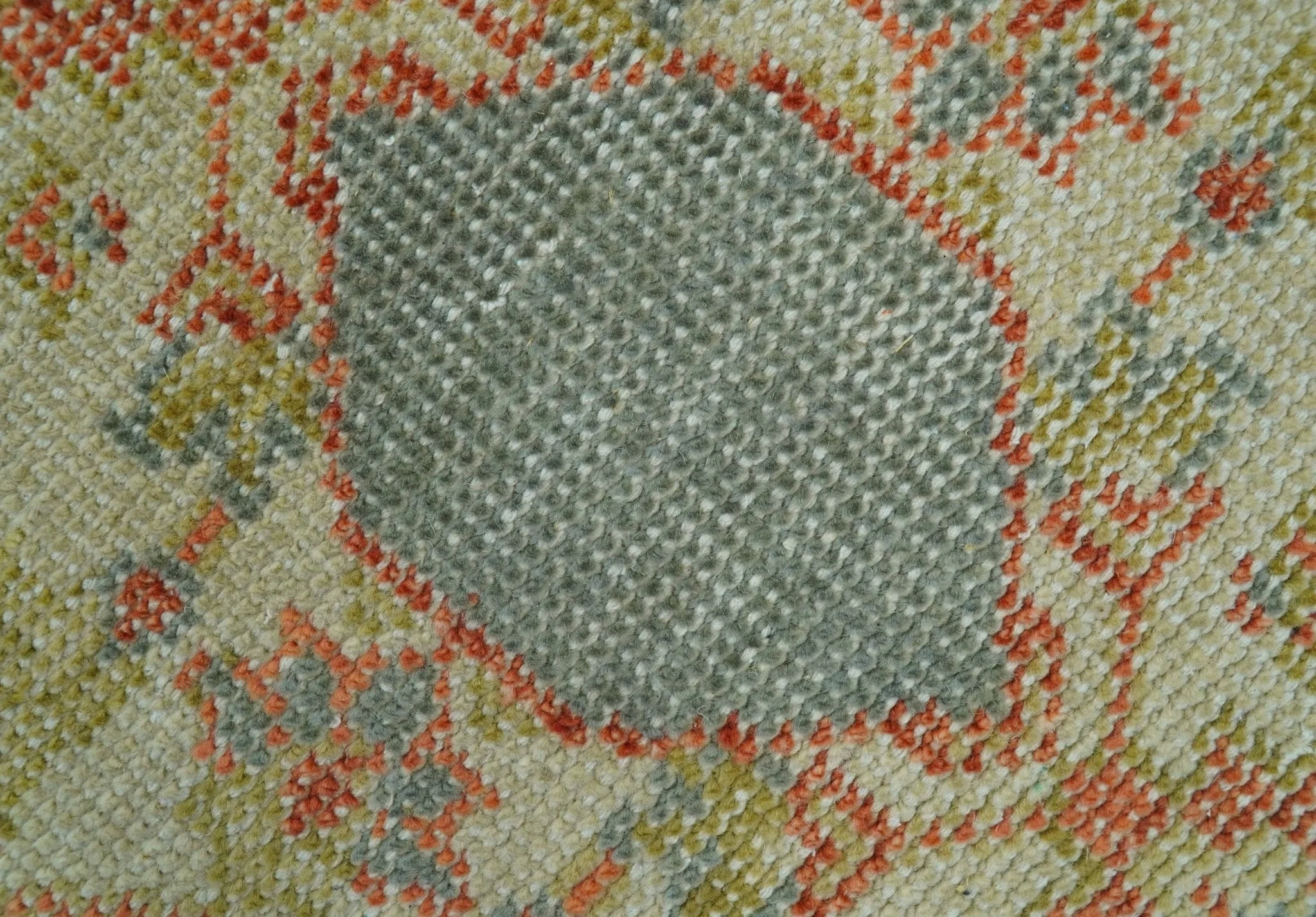 Custom Made Turkish Design Beige and Blue Hand Knotted Wool Rug - Image 8