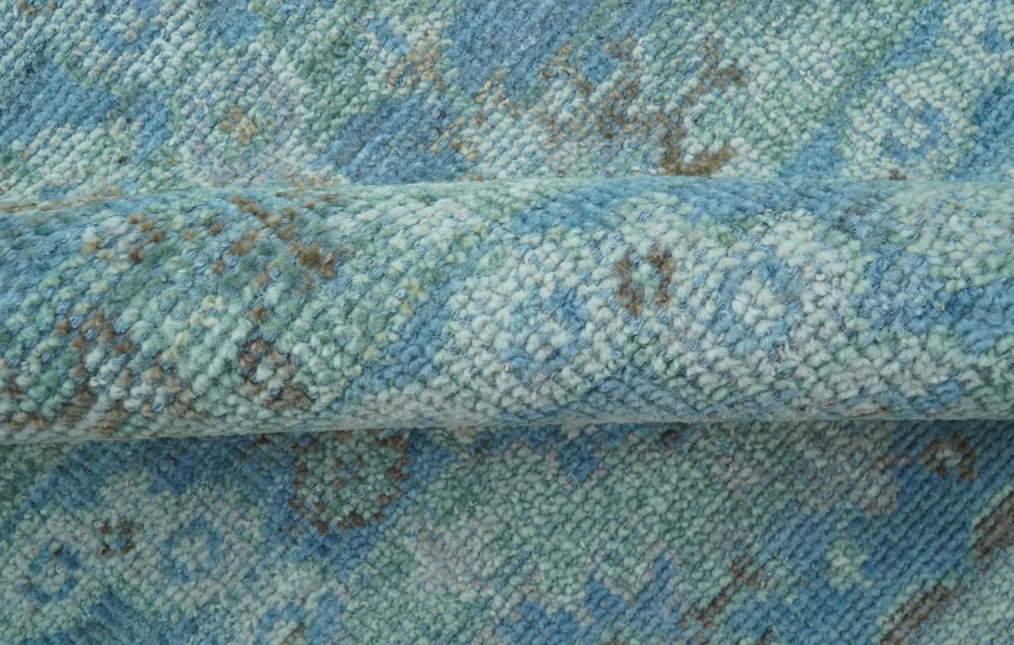 Custom Made Turkish Design Blue And Gray Hand Knotted Afghan Wool Area Rug - Image 7