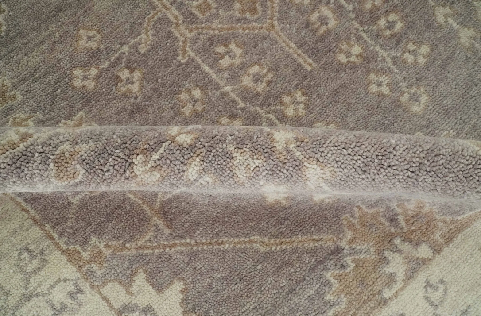 Custom Made Vintage Style Tree of life Brown And Beige Hand Knotted Wool Rug - Image 8