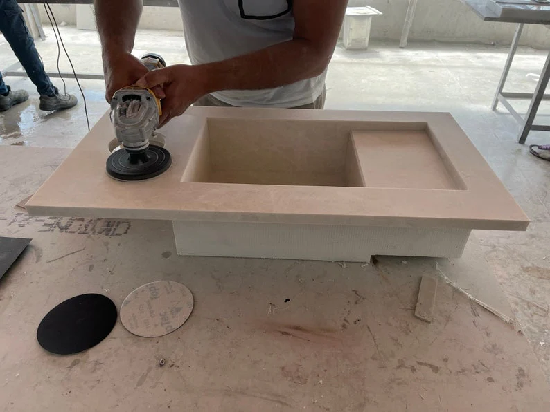 Custom Marble Sink Light Pearl (NS-049) - Image 2