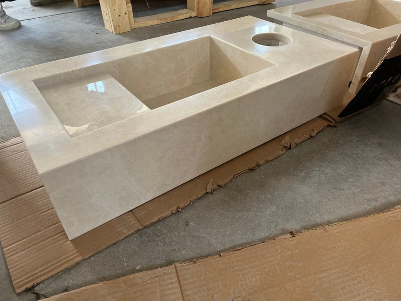 Custom Marble Sink Light Pearl (NS-049) - Image 3