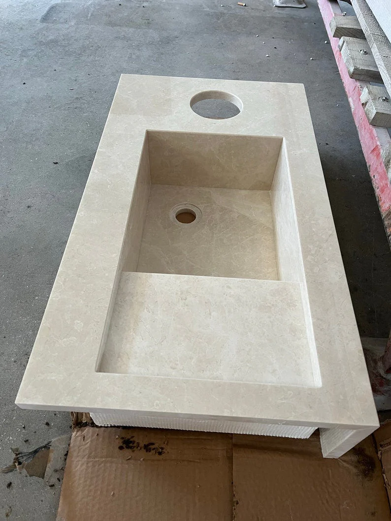 Custom Marble Sink Light Pearl (NS-049) - Image 4