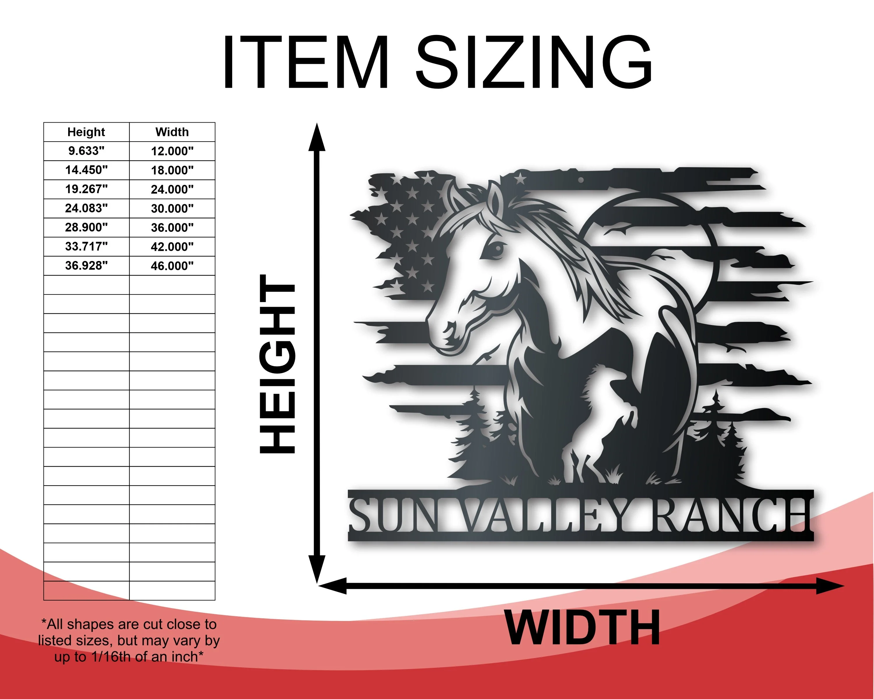 Custom Metal American Horse Ranch Sign | Indoor Outdoor | Up to 46" | Over 20 Color Options - Image 2