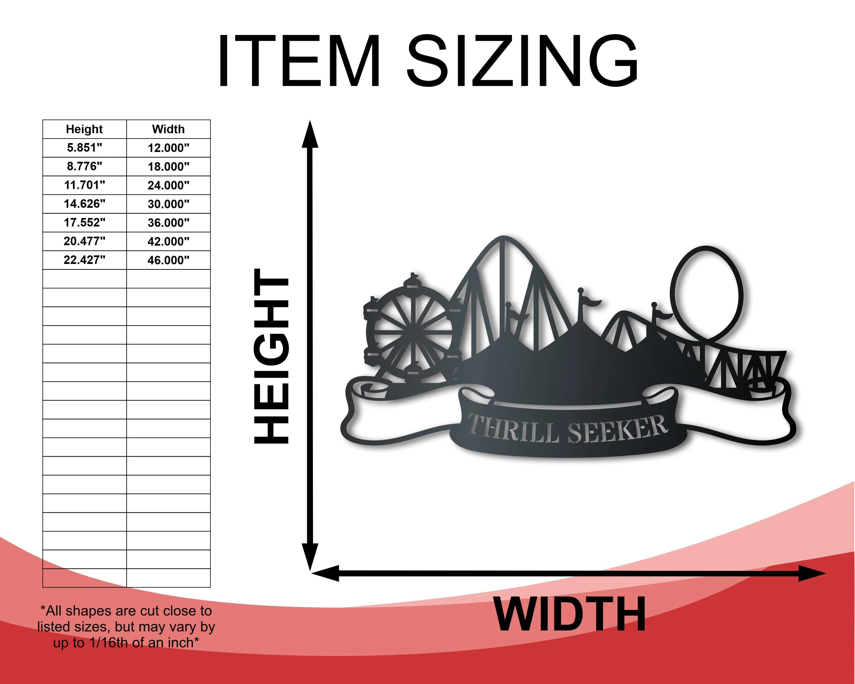 Custom Metal Amusement Park Wall Art | Indoor Outdoor | Up to 46" | Over 20 Color Options - Image 2