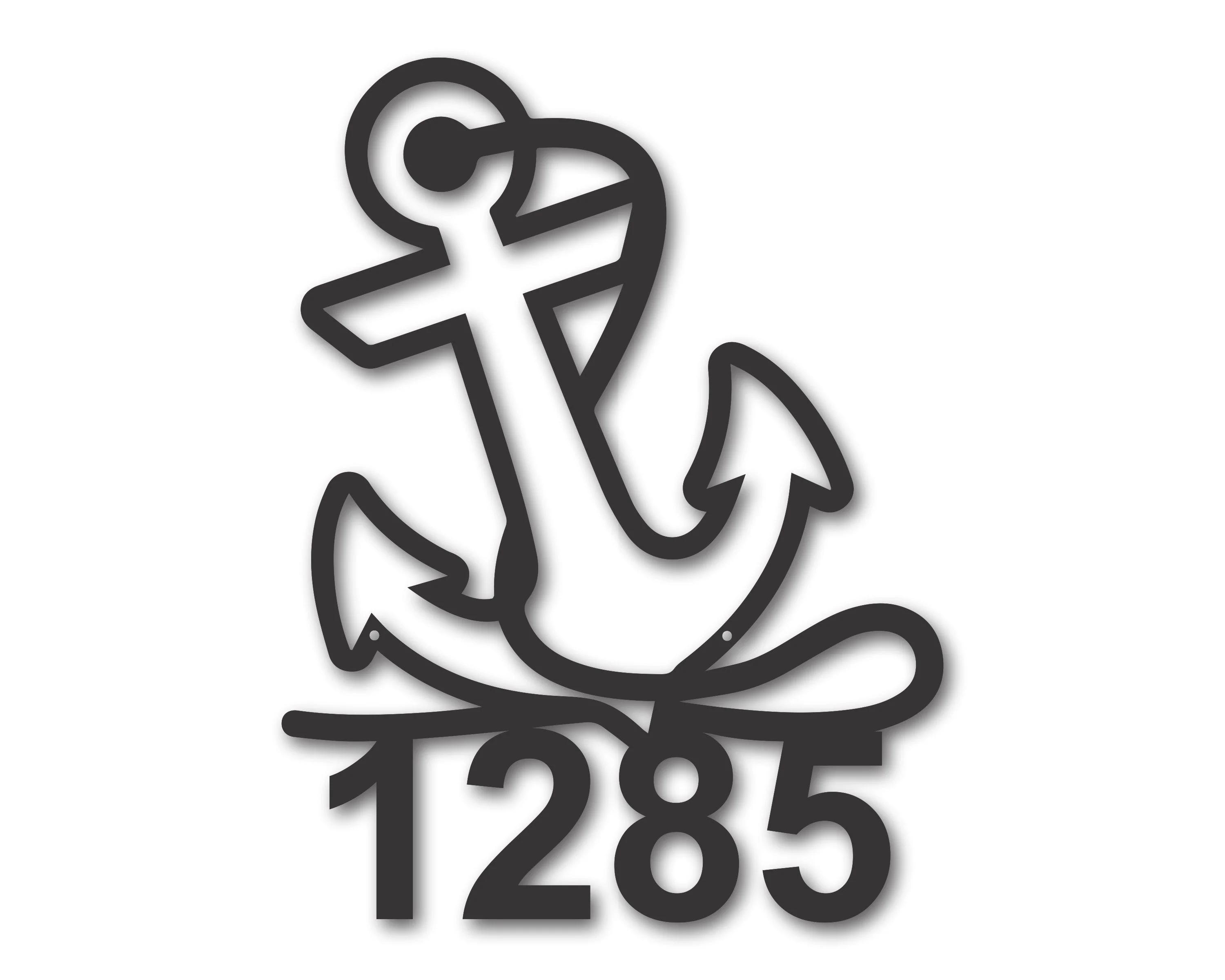 Custom Metal Anchor Address Sign | Metal Nautical House Sign | Indoor Outdoor | Up to 46" | Over 20 Color Options