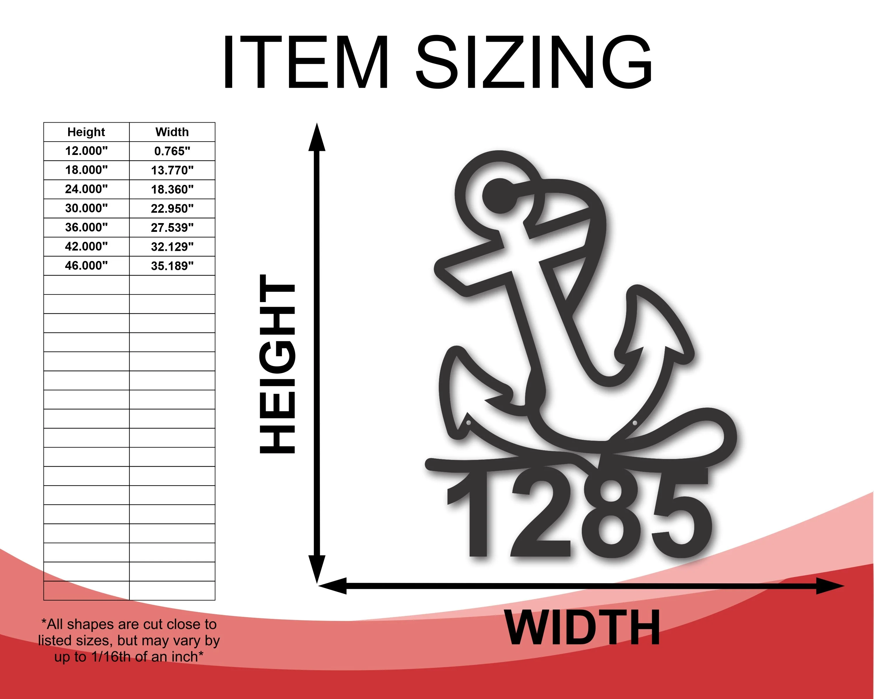 Custom Metal Anchor Address Sign | Metal Nautical House Sign | Indoor Outdoor | Up to 46" | Over 20 Color Options - Image 3