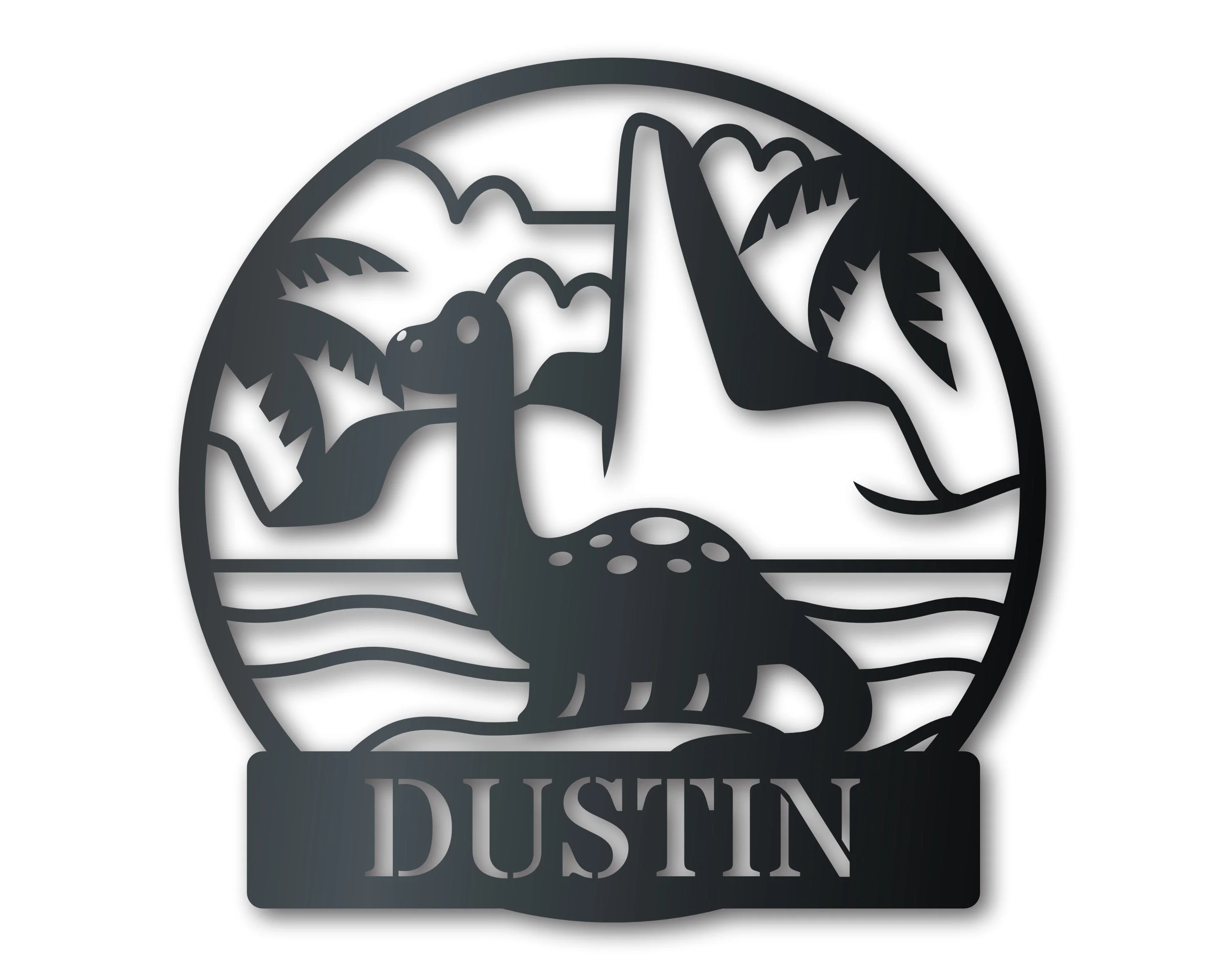 Custom Metal Baby Brontosaurs Wall Art | Kids Dinosaur Bedroom Sign | Indoor Outdoor | Up to 46" | Over 20 Color Options