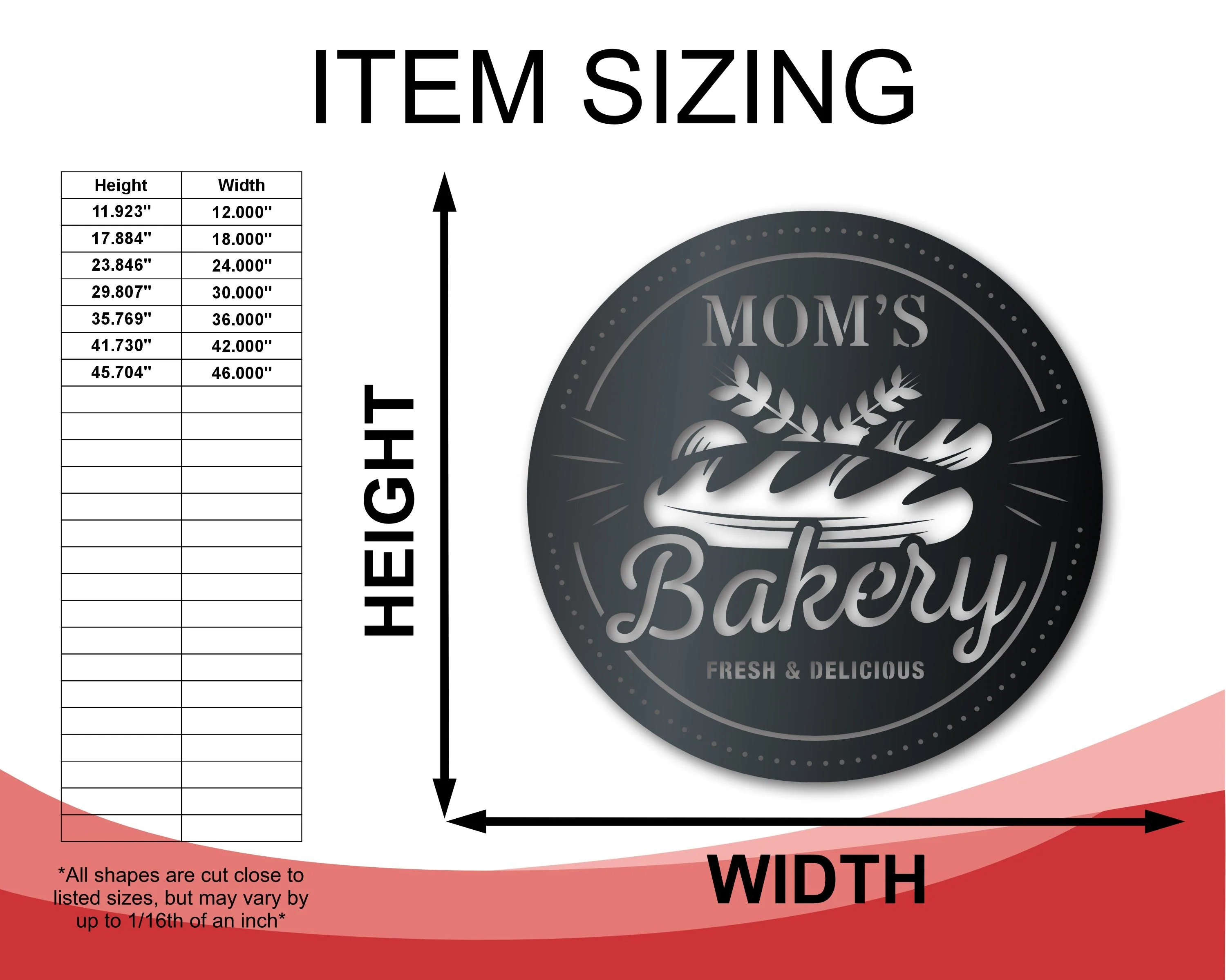 Custom Metal Bakery Wall Art | Indoor Outdoor | Up to 46" | Over 20 Color Options - Image 2