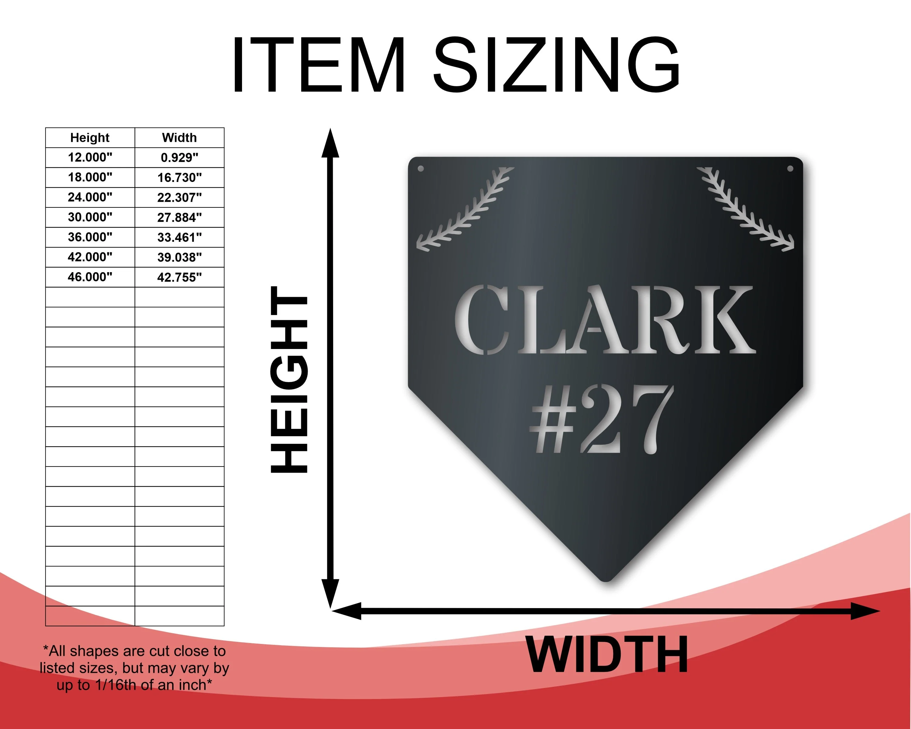 Custom Metal Baseball Homeplate Wall Art - Custom Metal Sports Sign - 14 Color Options - Image 2