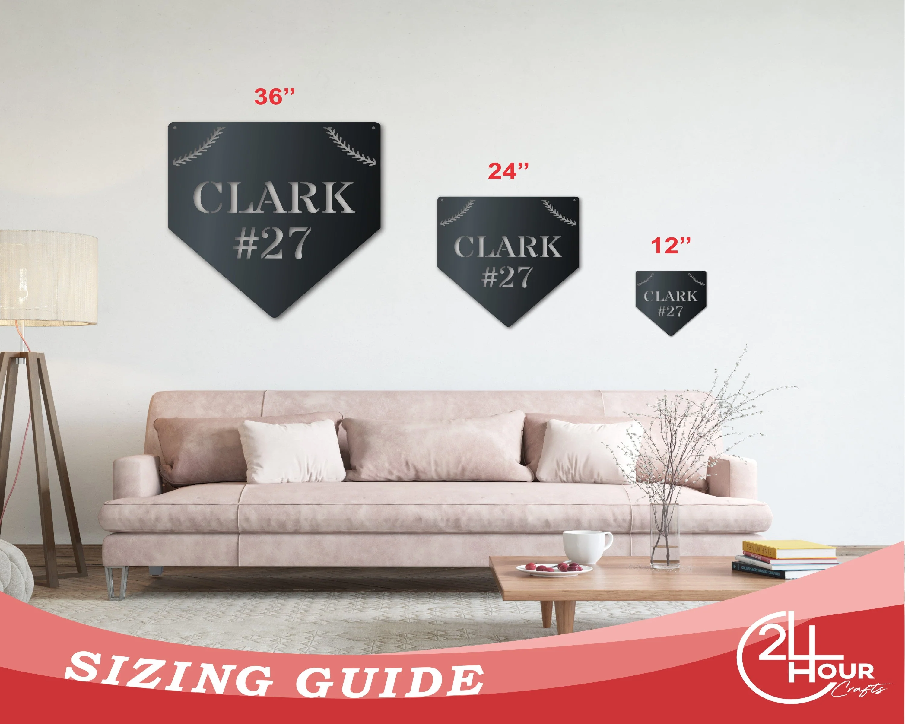 Custom Metal Baseball Homeplate Wall Art - Custom Metal Sports Sign - 14 Color Options - Image 3