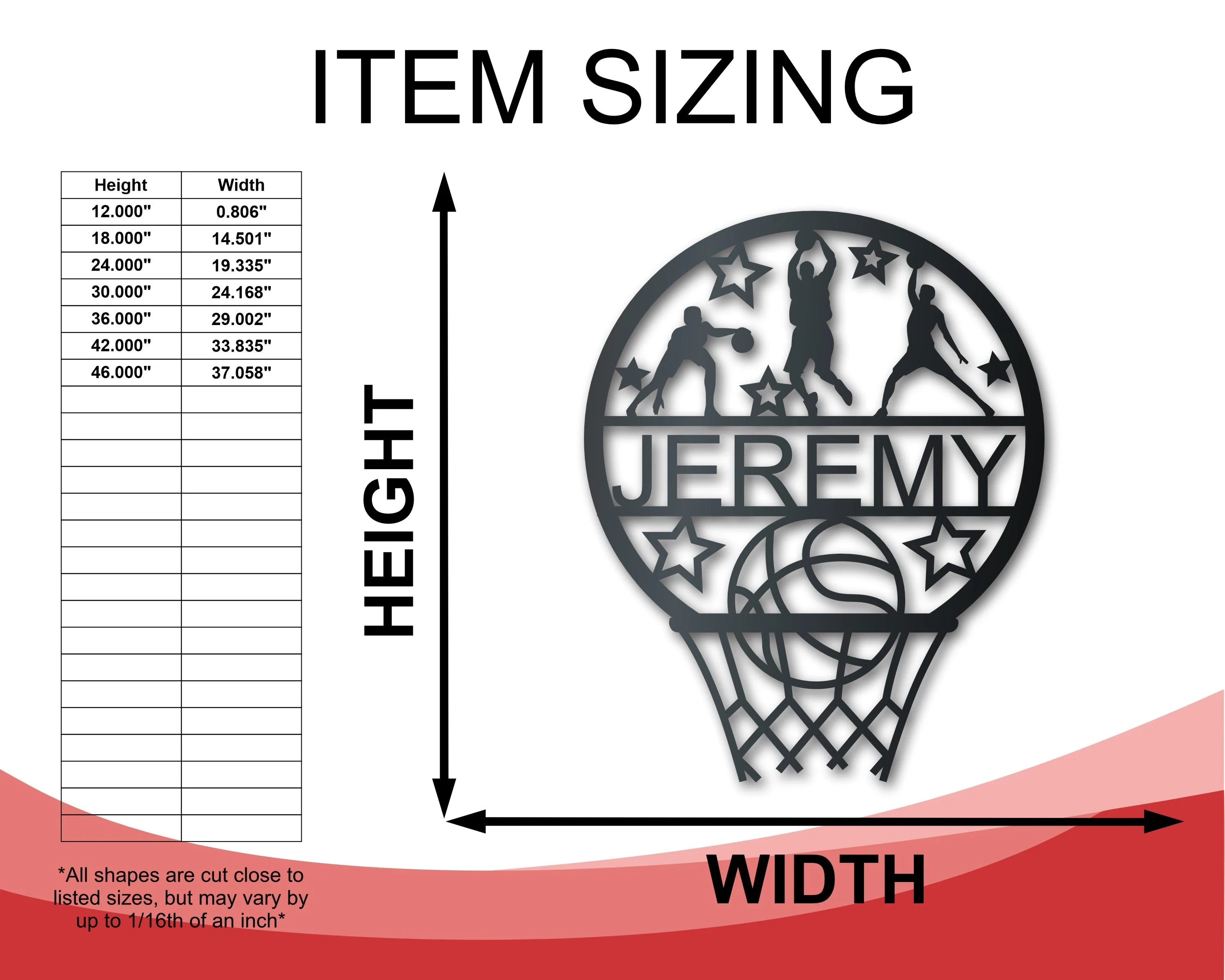 Custom Metal Basketball Hoop Wall Art - Metal Sports Sign - 14 Color Options - Image 2