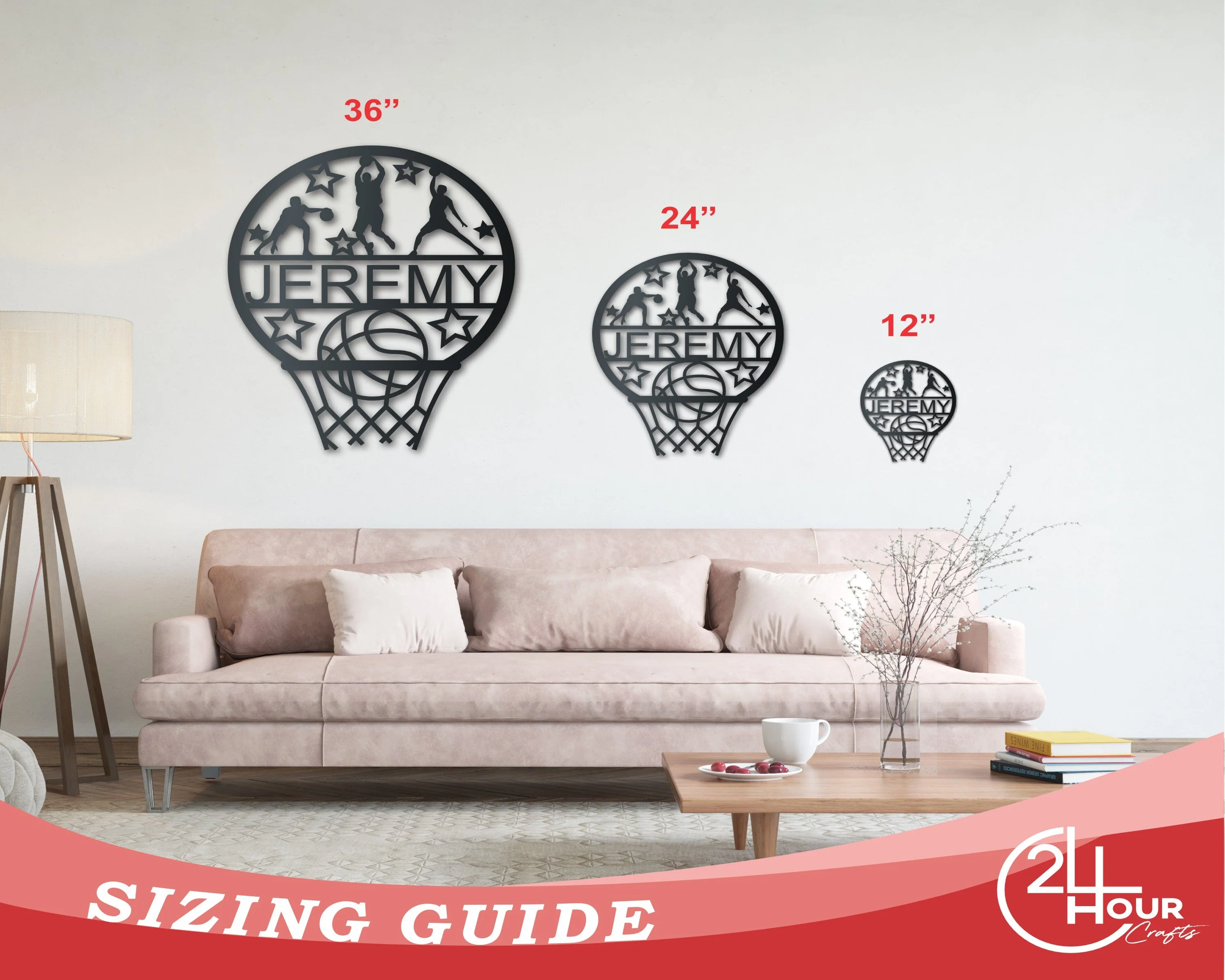 Custom Metal Basketball Hoop Wall Art - Metal Sports Sign - 14 Color Options - Image 3