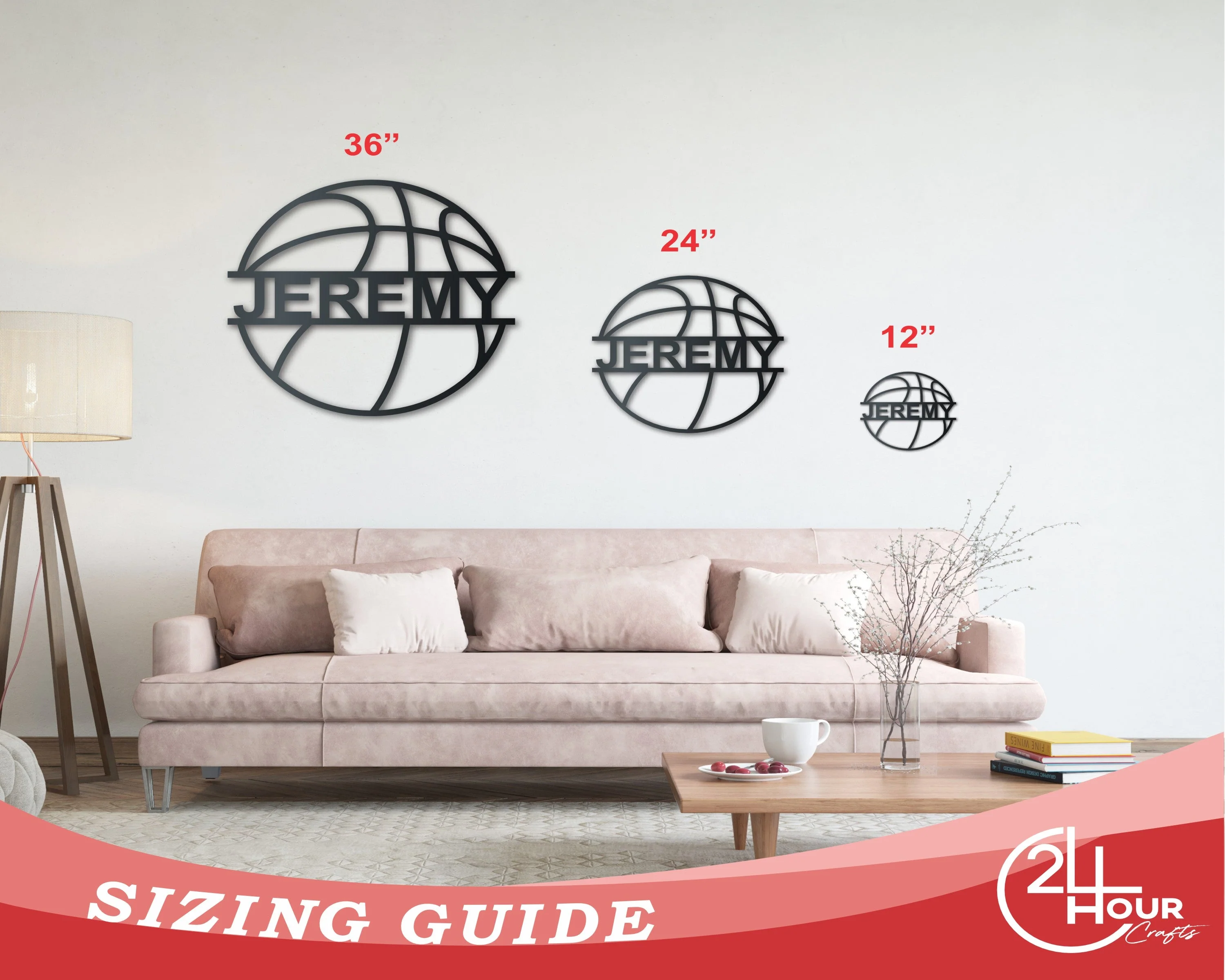 Custom Metal Basketball Monogram Wall Art - Metal Sports Sign - 14 Color Options - Image 3